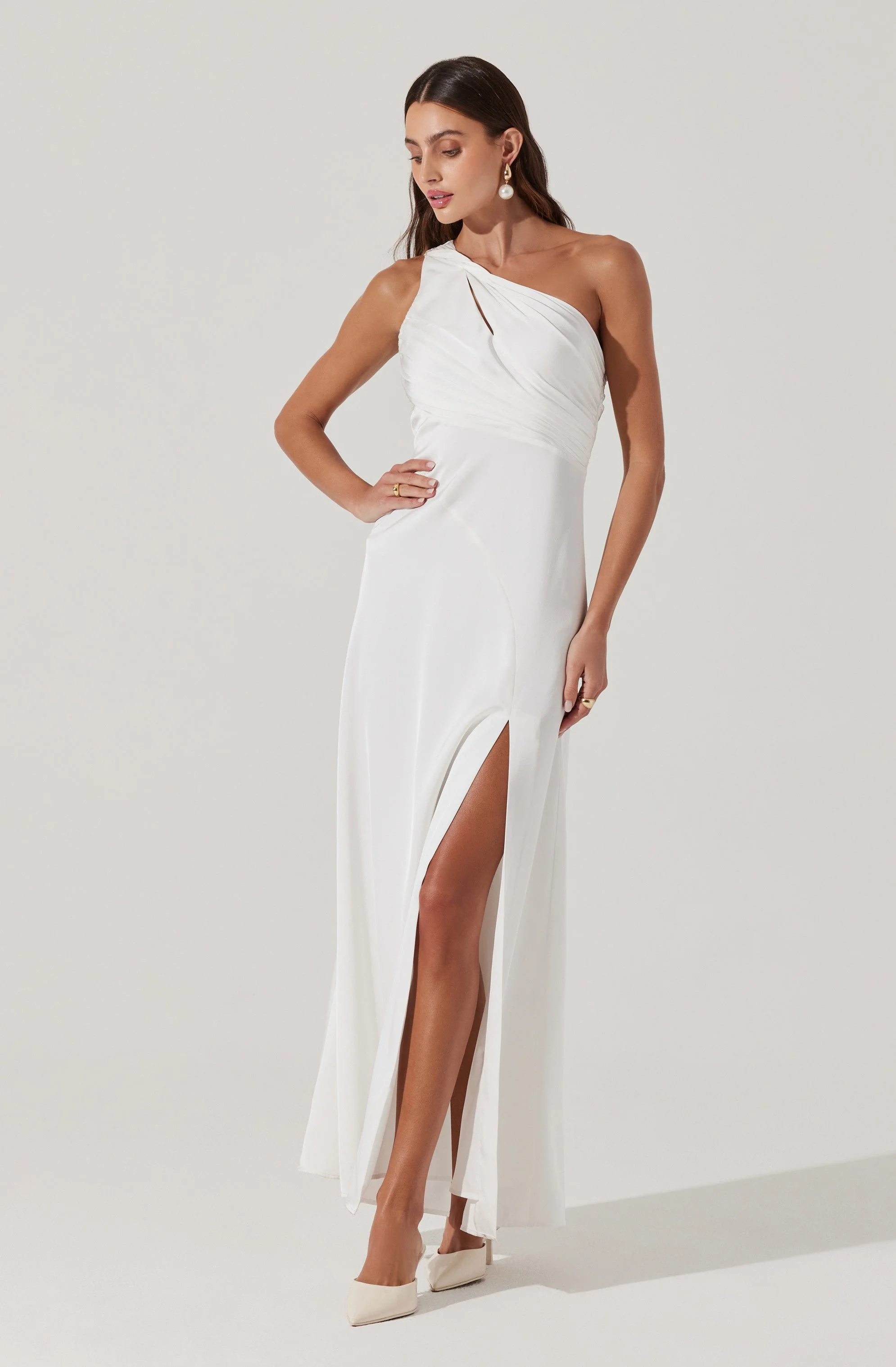 Atoila One Shoulder Satin Maxi Dress