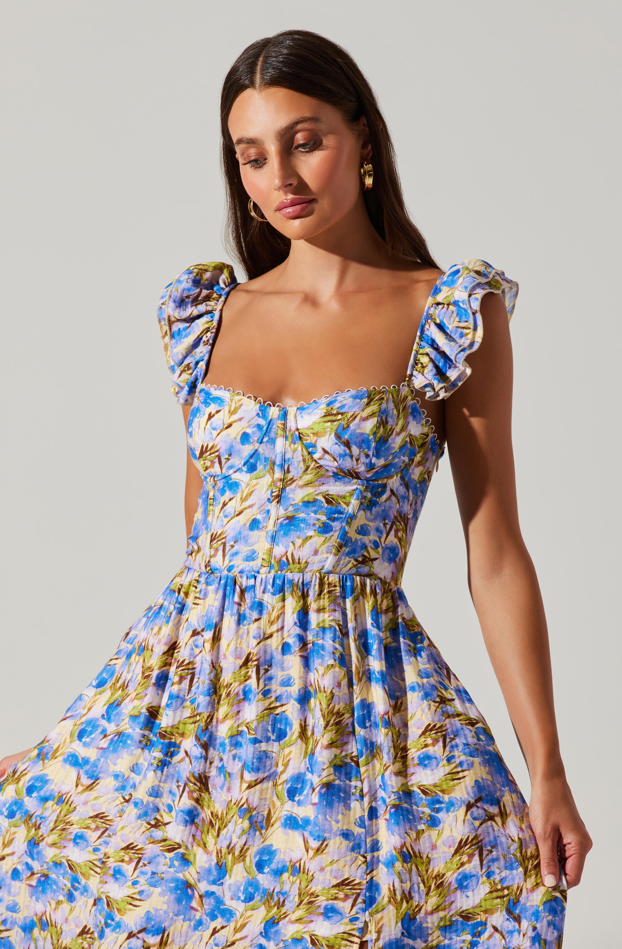 Wedelia Floral Bustier Midi Dress