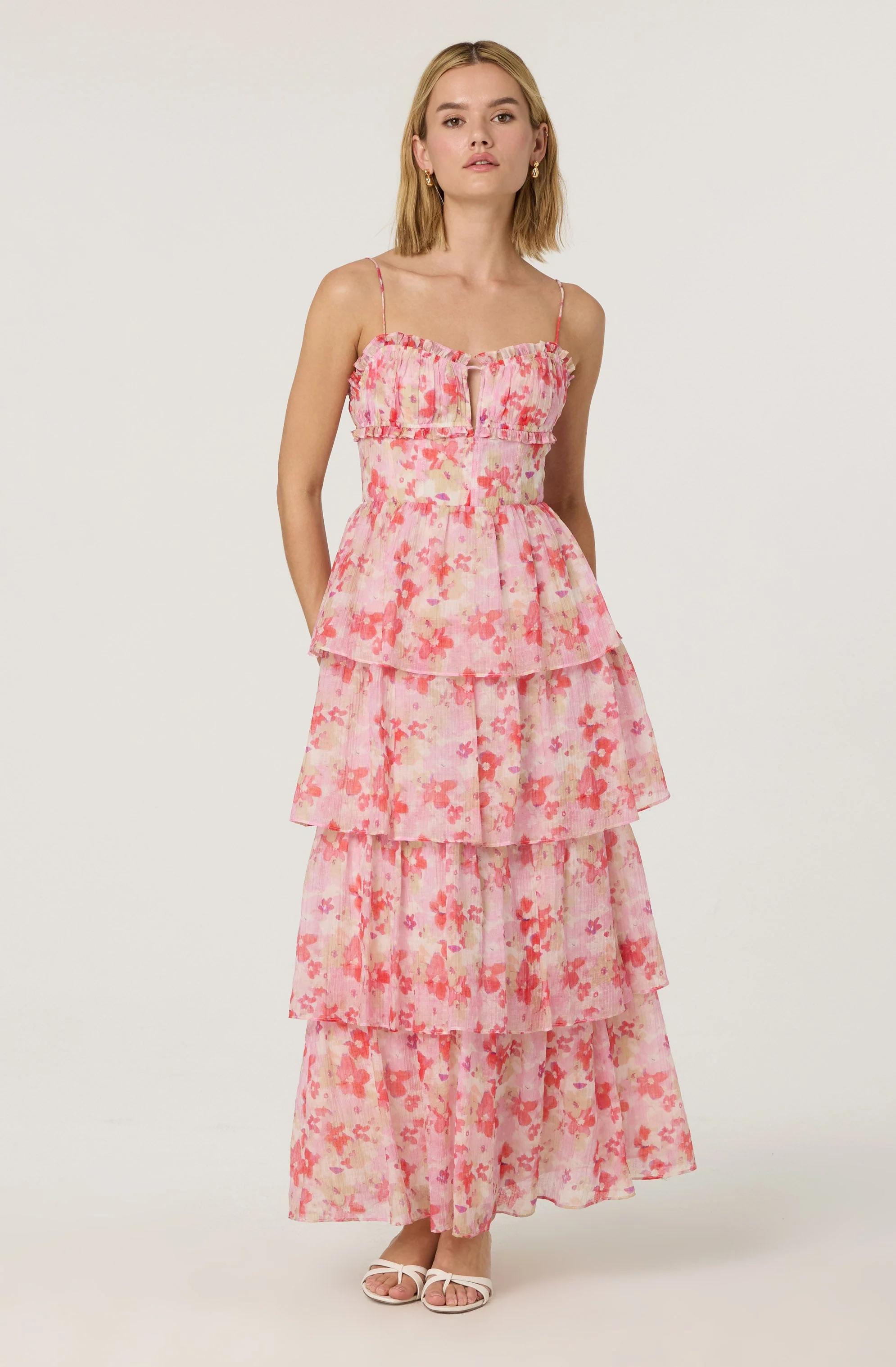 Vonnessa Pleated Tiered Maxi Dress