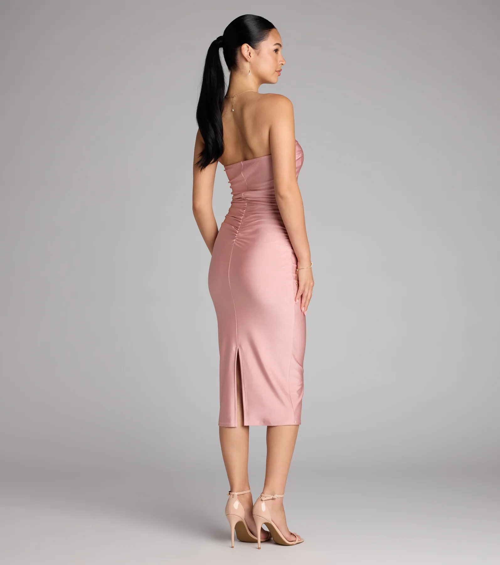 Fabulous Allure Strapless Bodycon Midi Dress