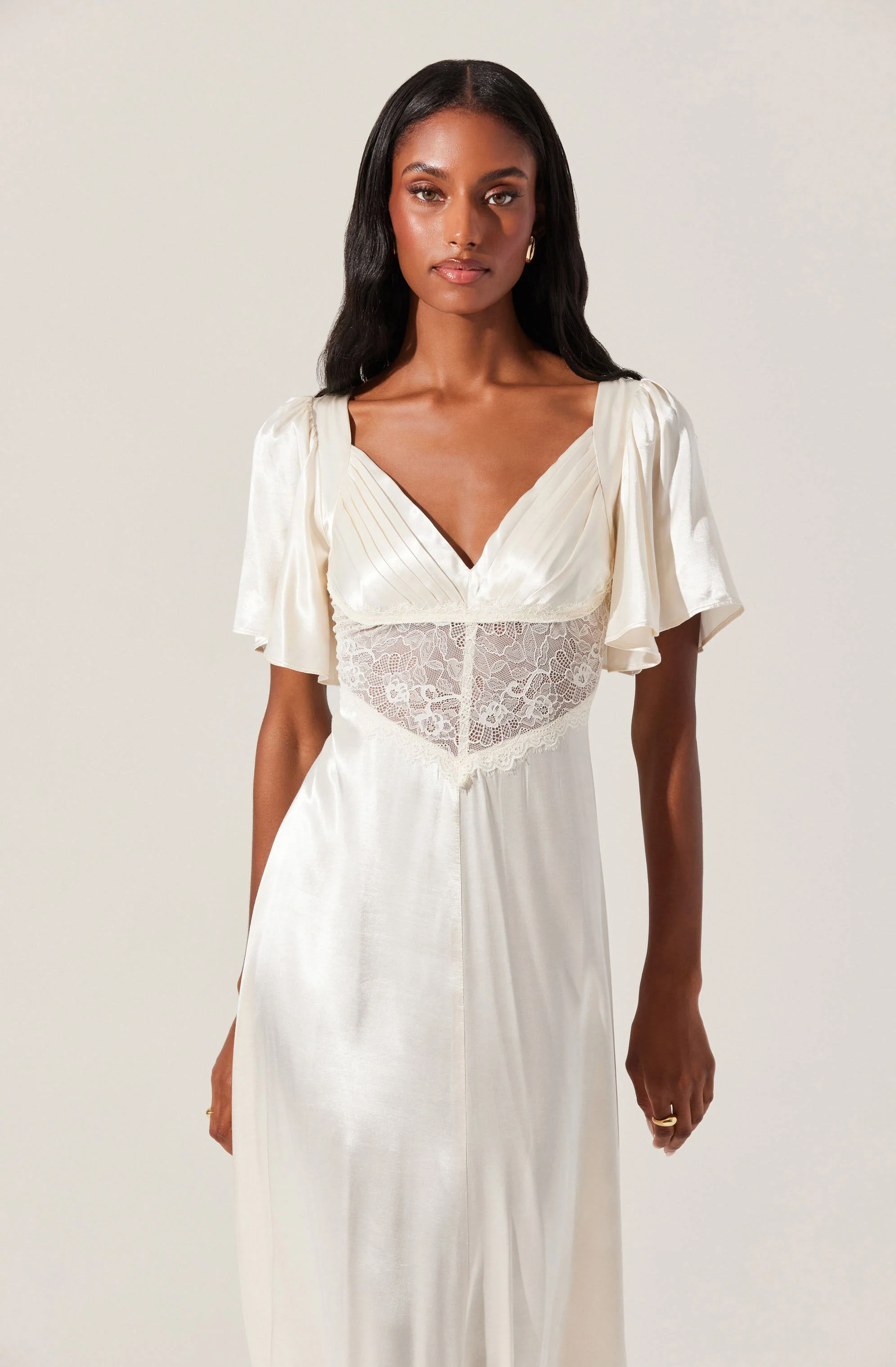 Aurelia Satin V-Neck Midi Dress