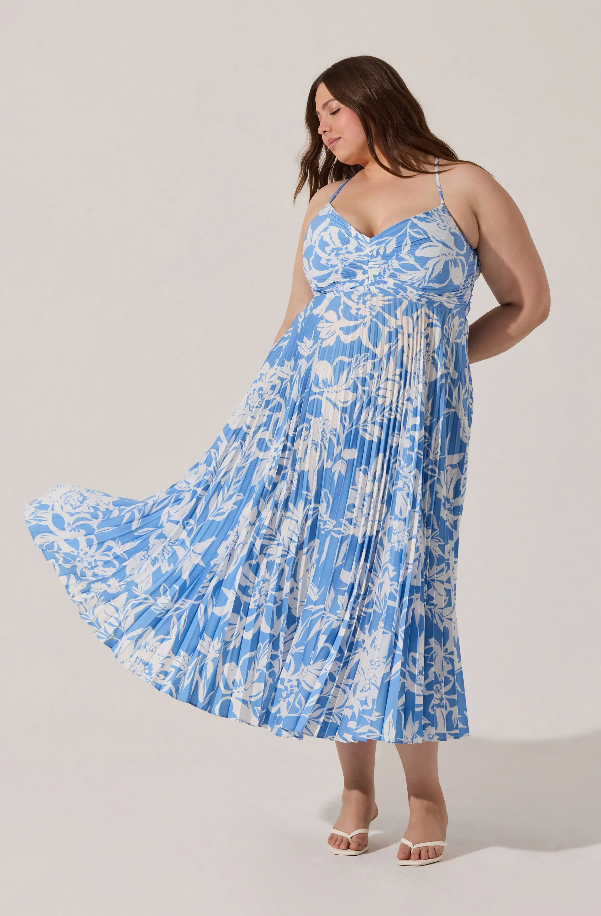 Blythe Floral Plisse Midi Dress