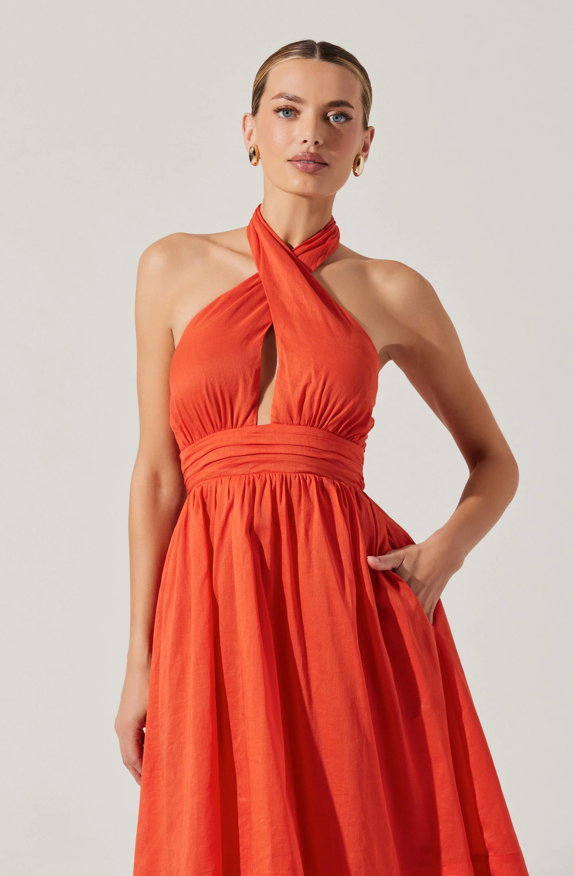 Kalia Crossover Halter Mini Dress