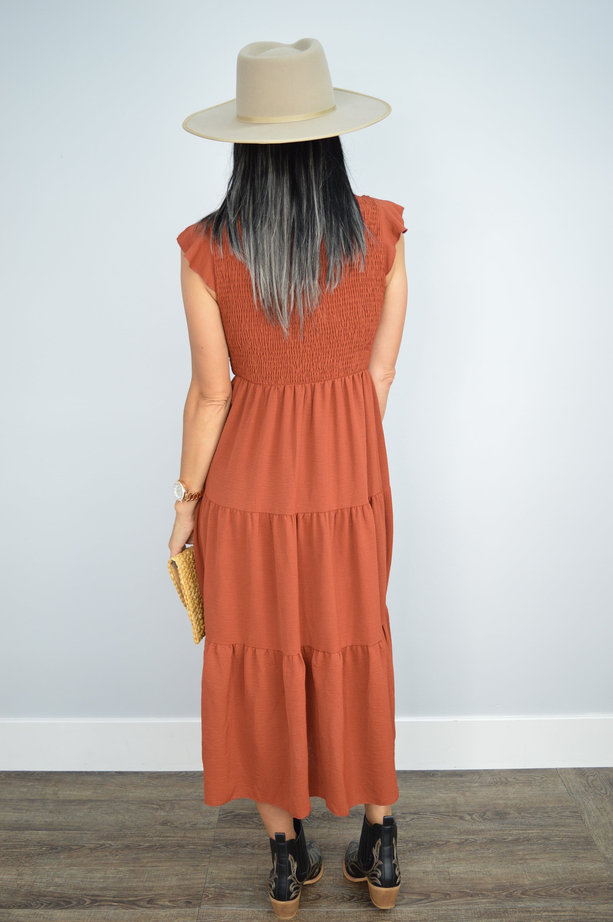 Cityscape Smocked Midi