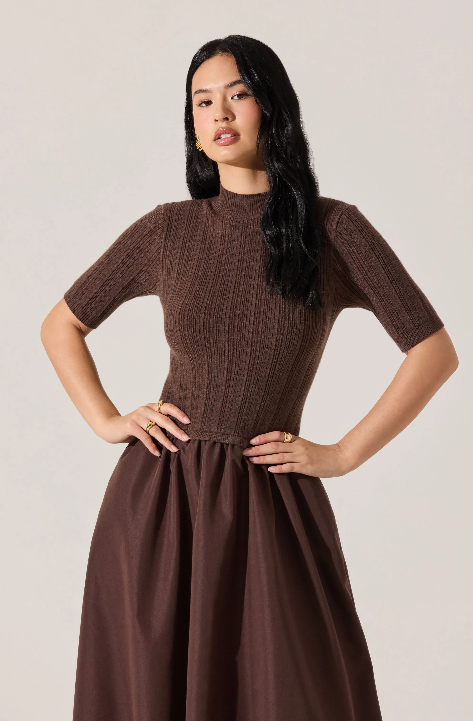 Caerlion Contrast Knit Midi Dress