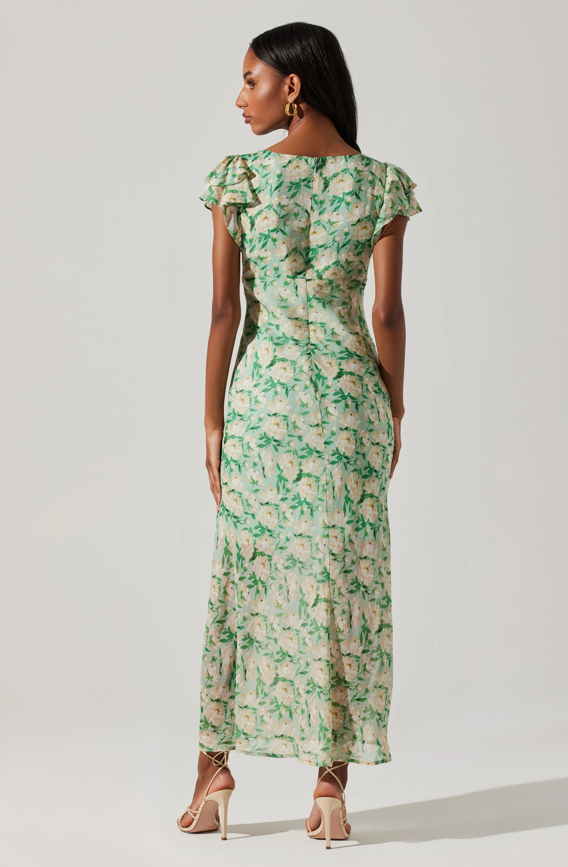 Maisy Floral Flutter Sleeve Midi Dress