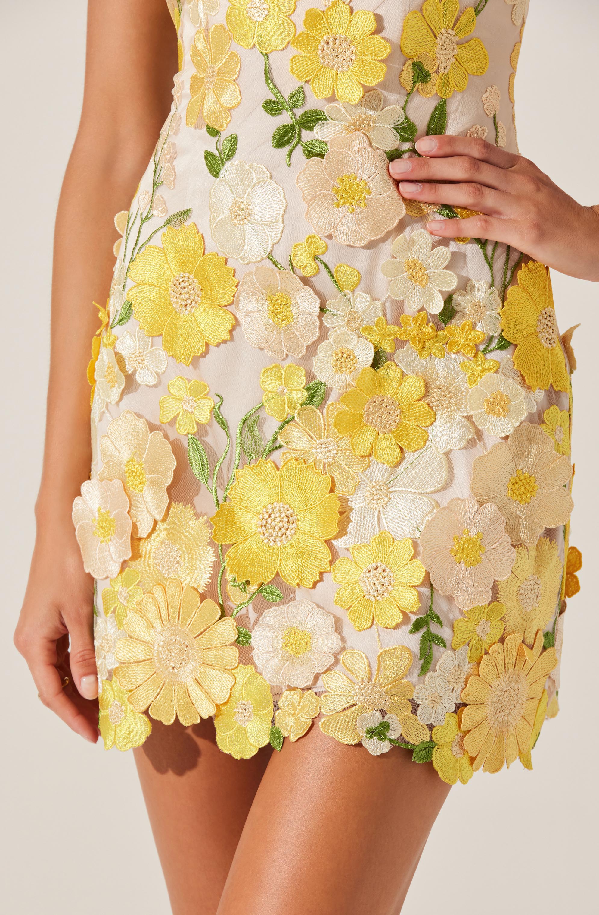 Aisha Floral Appliqué Mini Dress