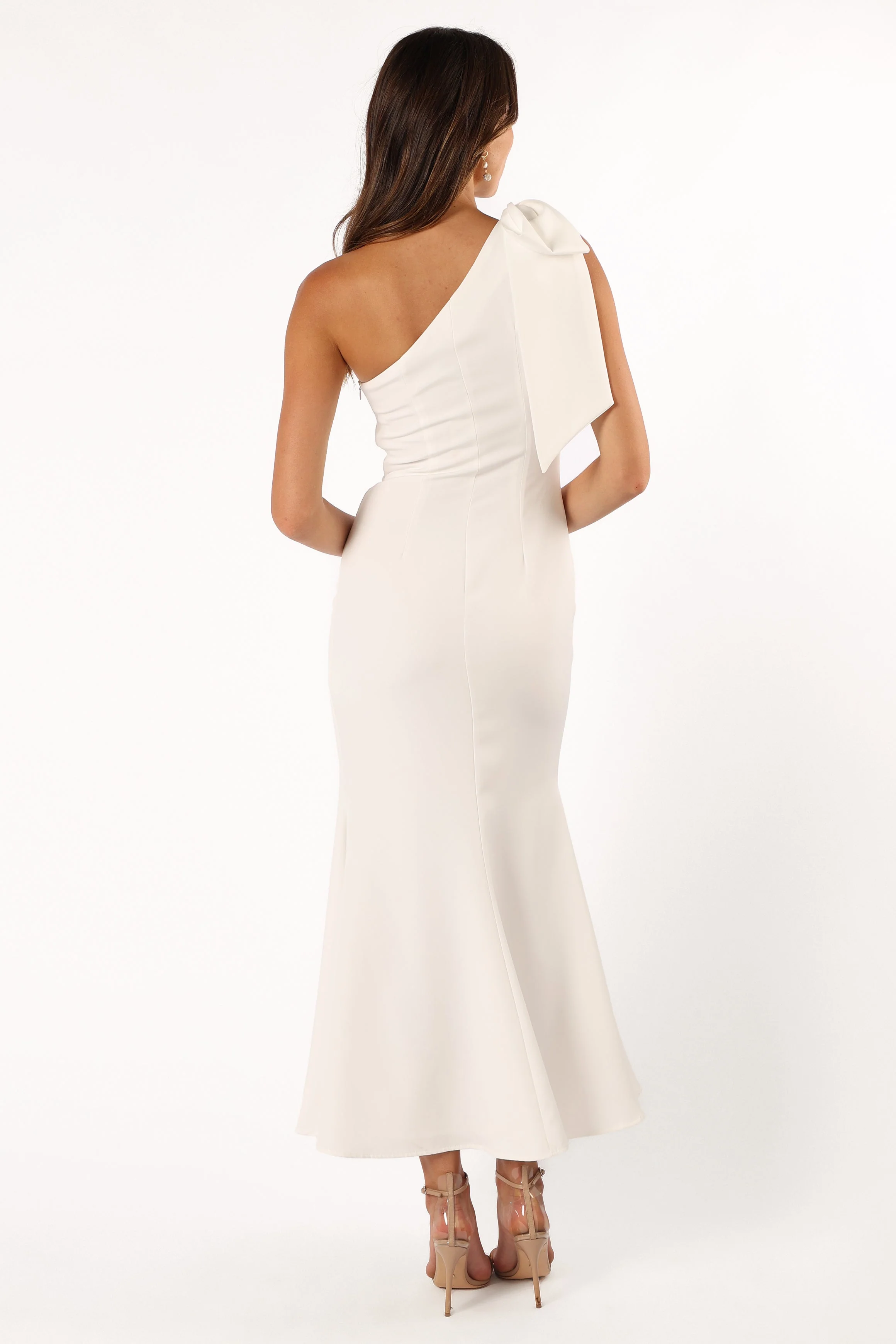 Charmed One Shoulder Midi Dress - Off White