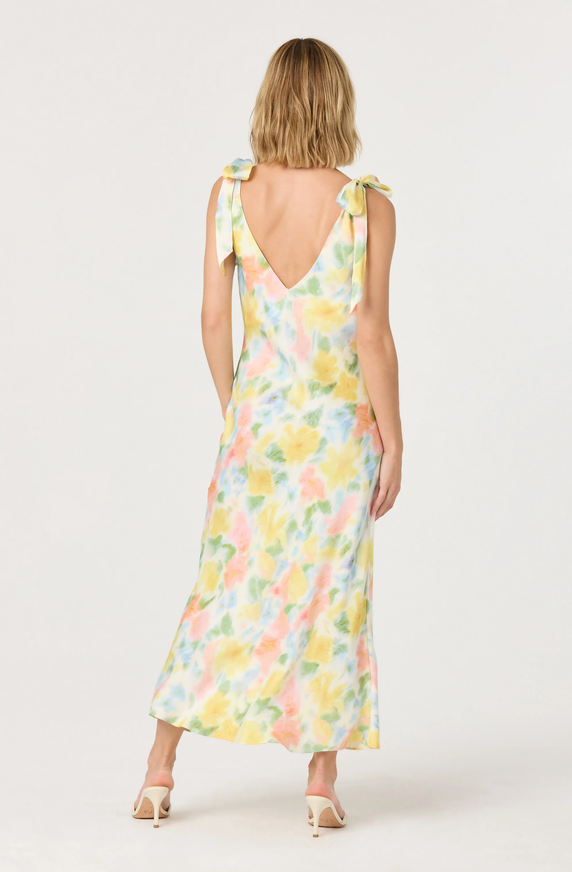 Allexina Satin Cowl Neck Midi Dress