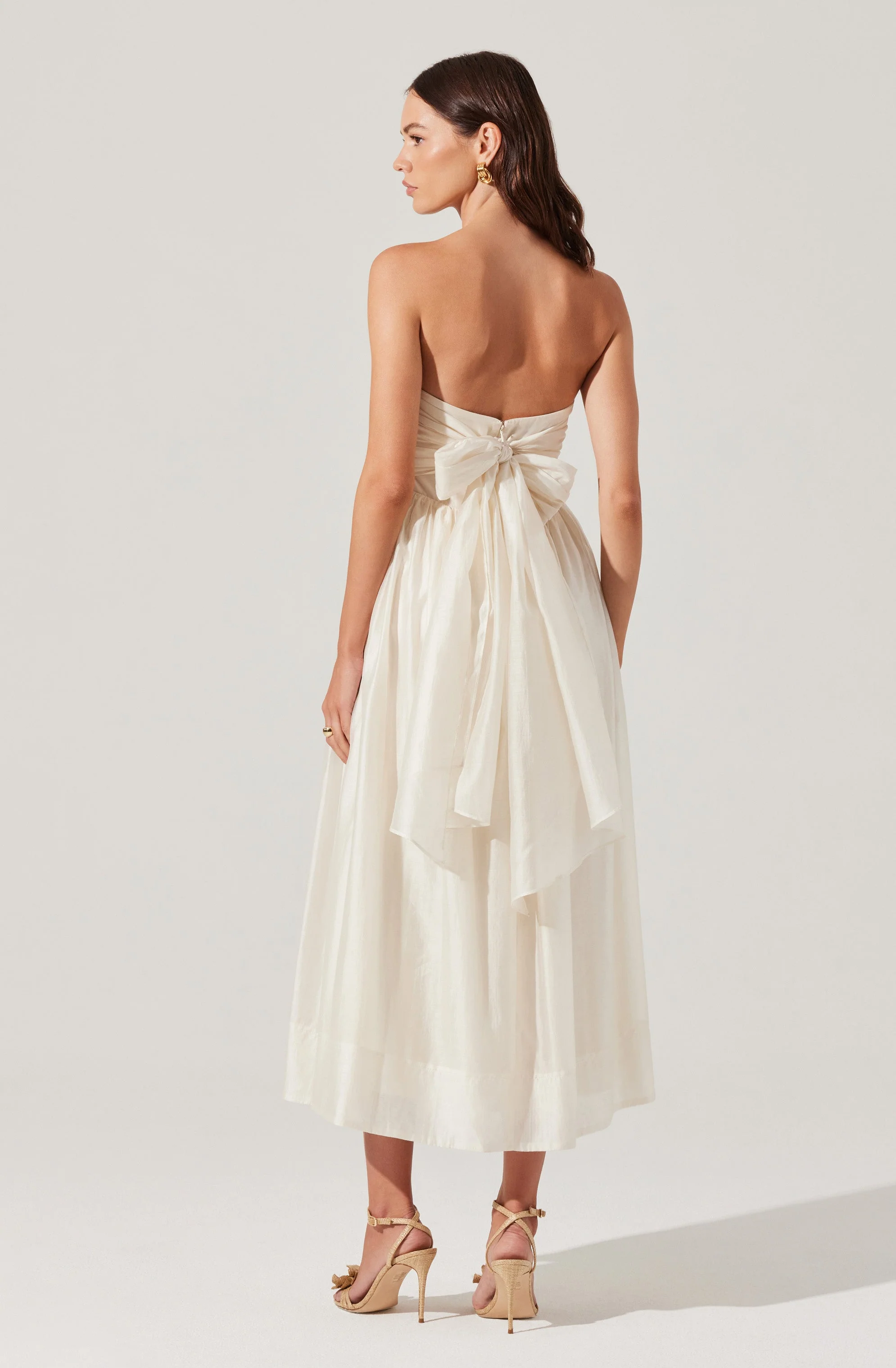 Aneesha Strapless Pleated Midi Dress