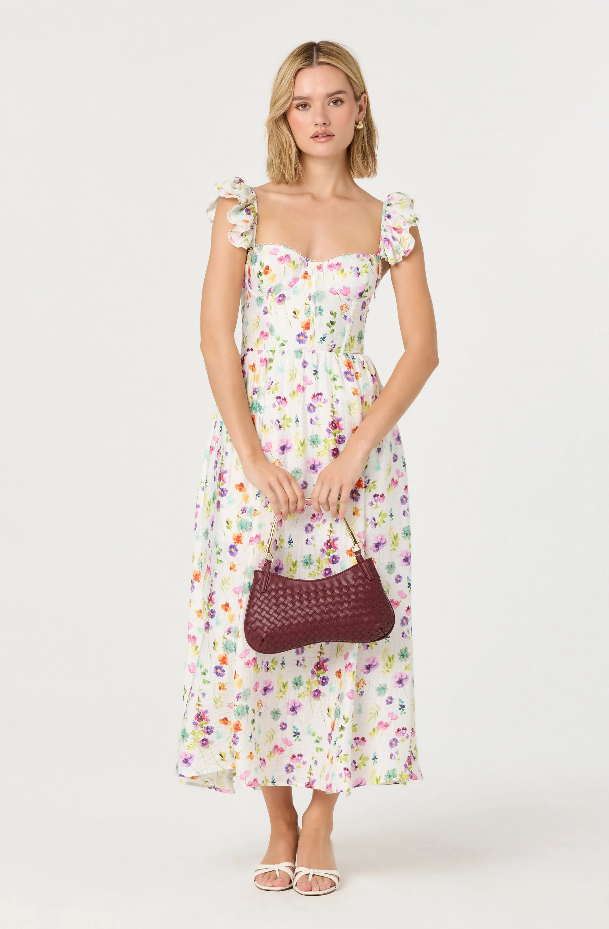 Wedelia Floral Bustier Midi Dress