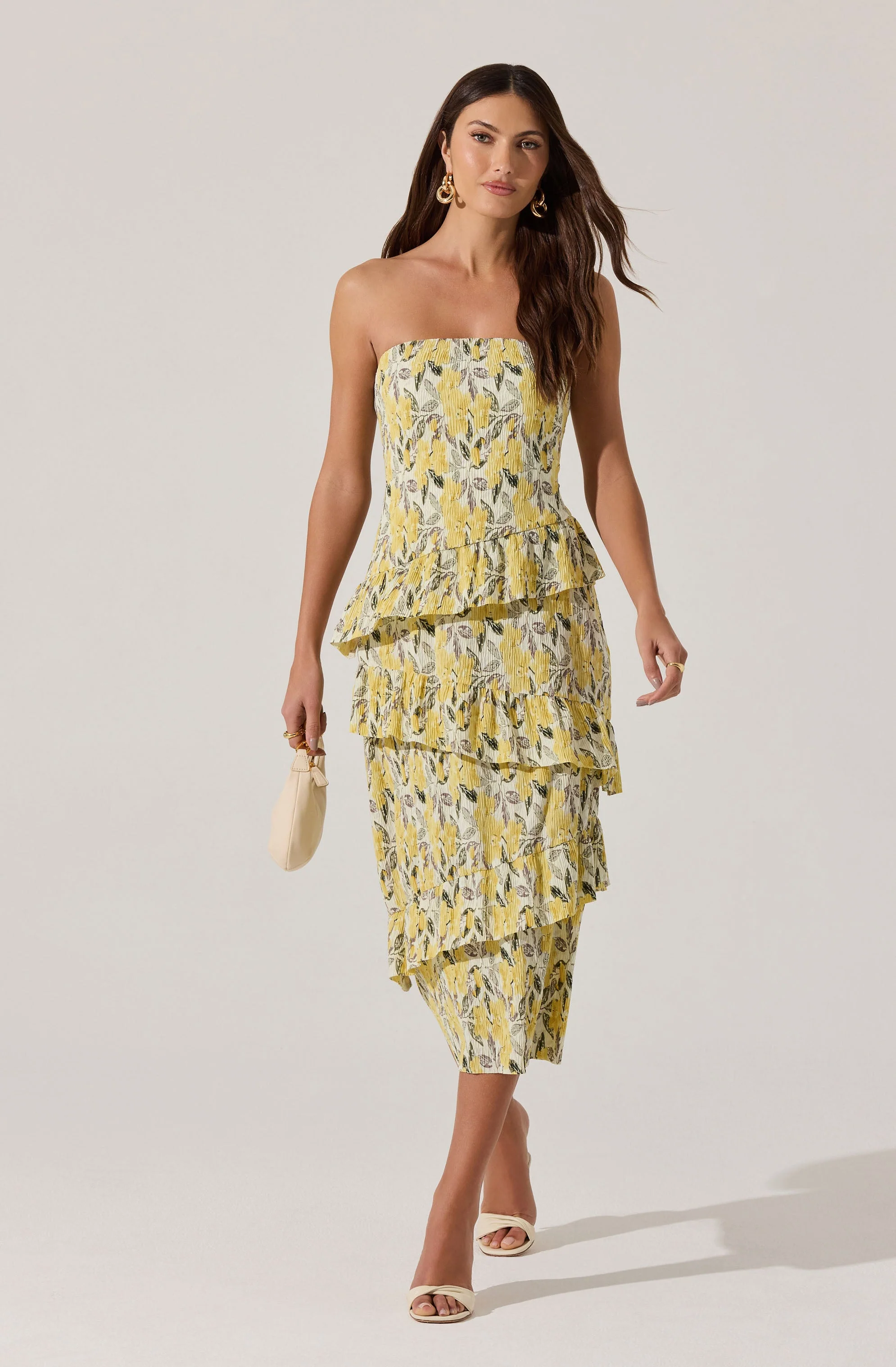 Asymmetrical Tiered Ruffle Midi Dress