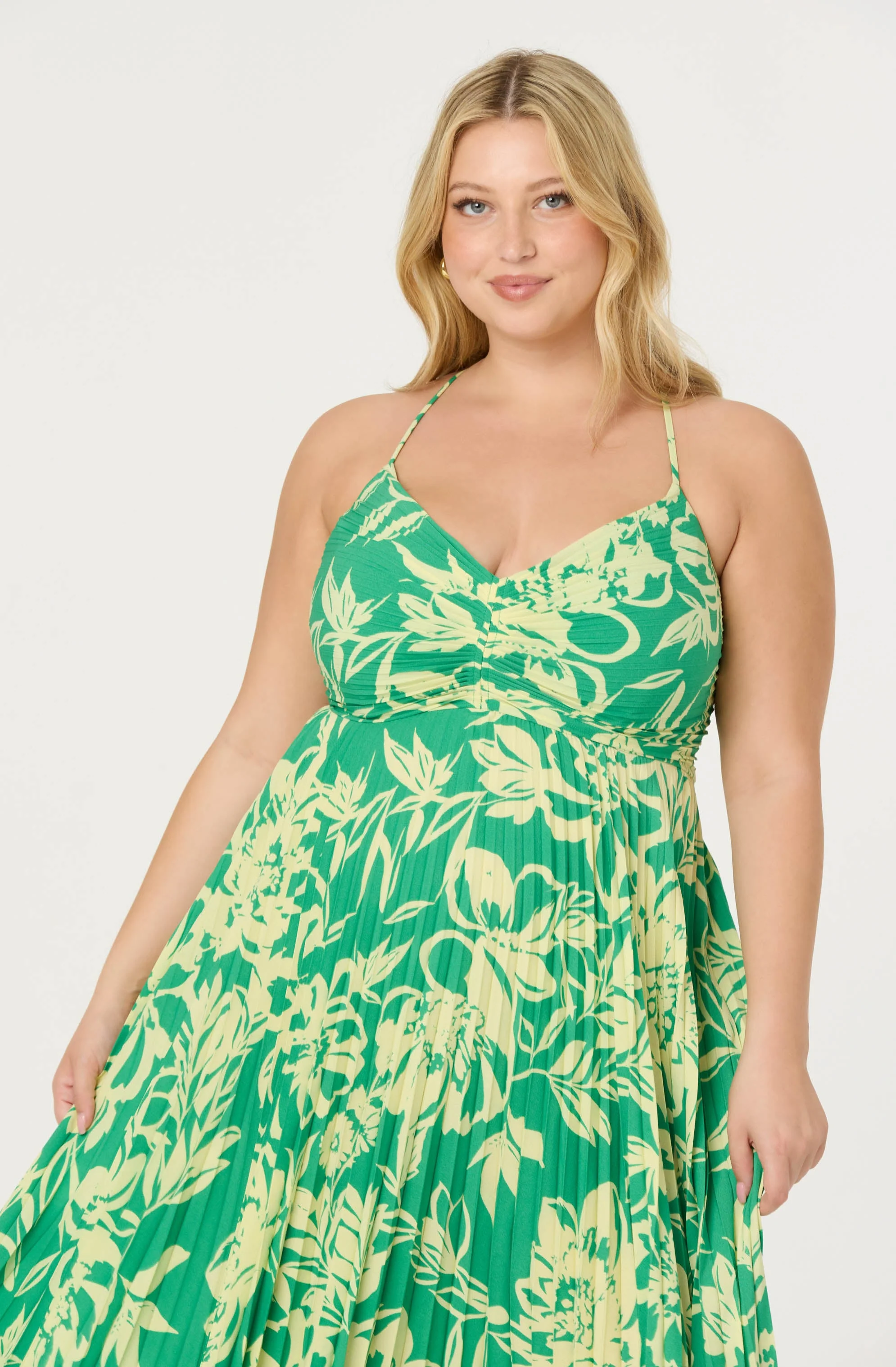 Blythe Floral Plisse Midi Dress