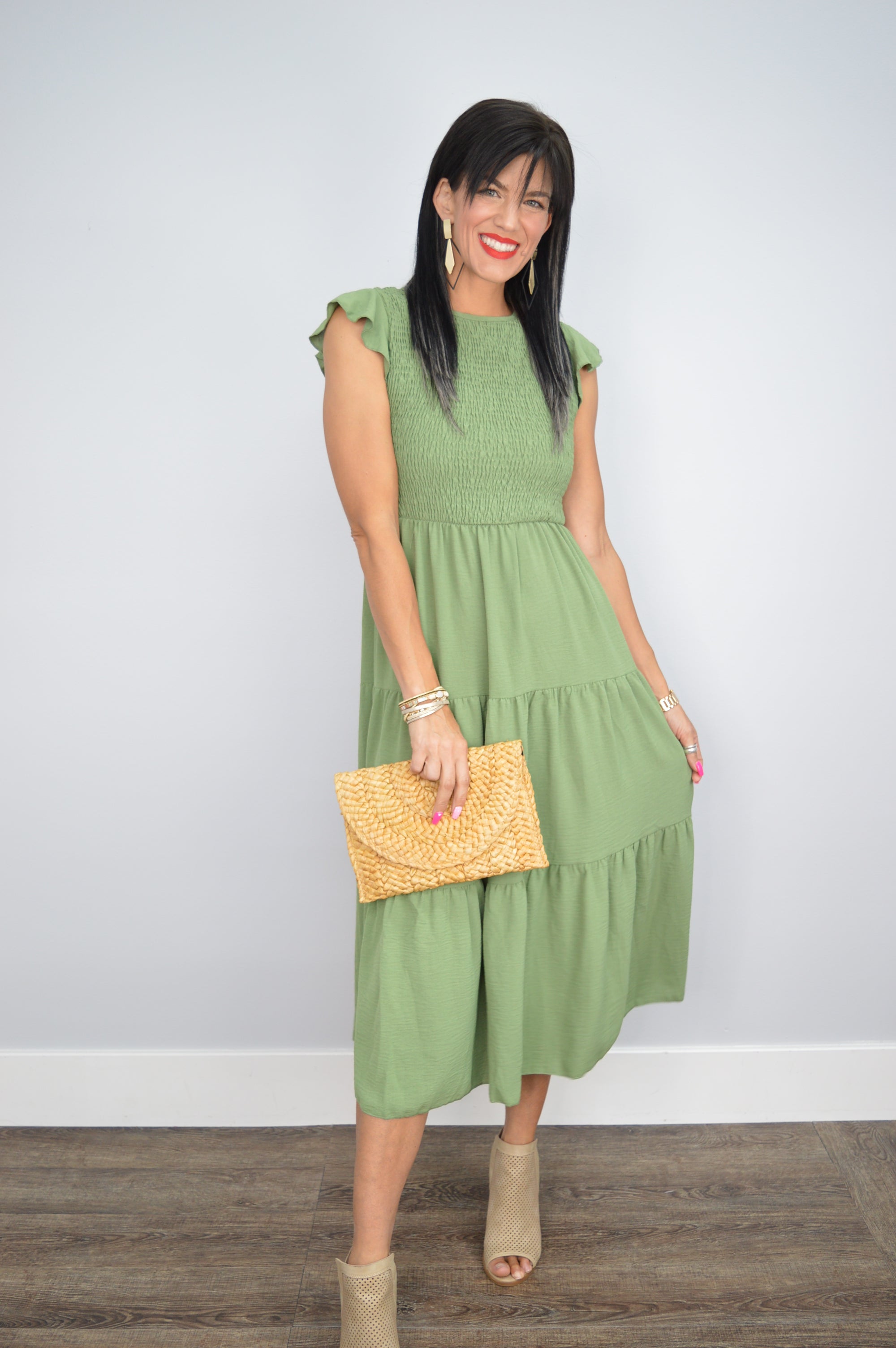 Cityscape Smocked Midi