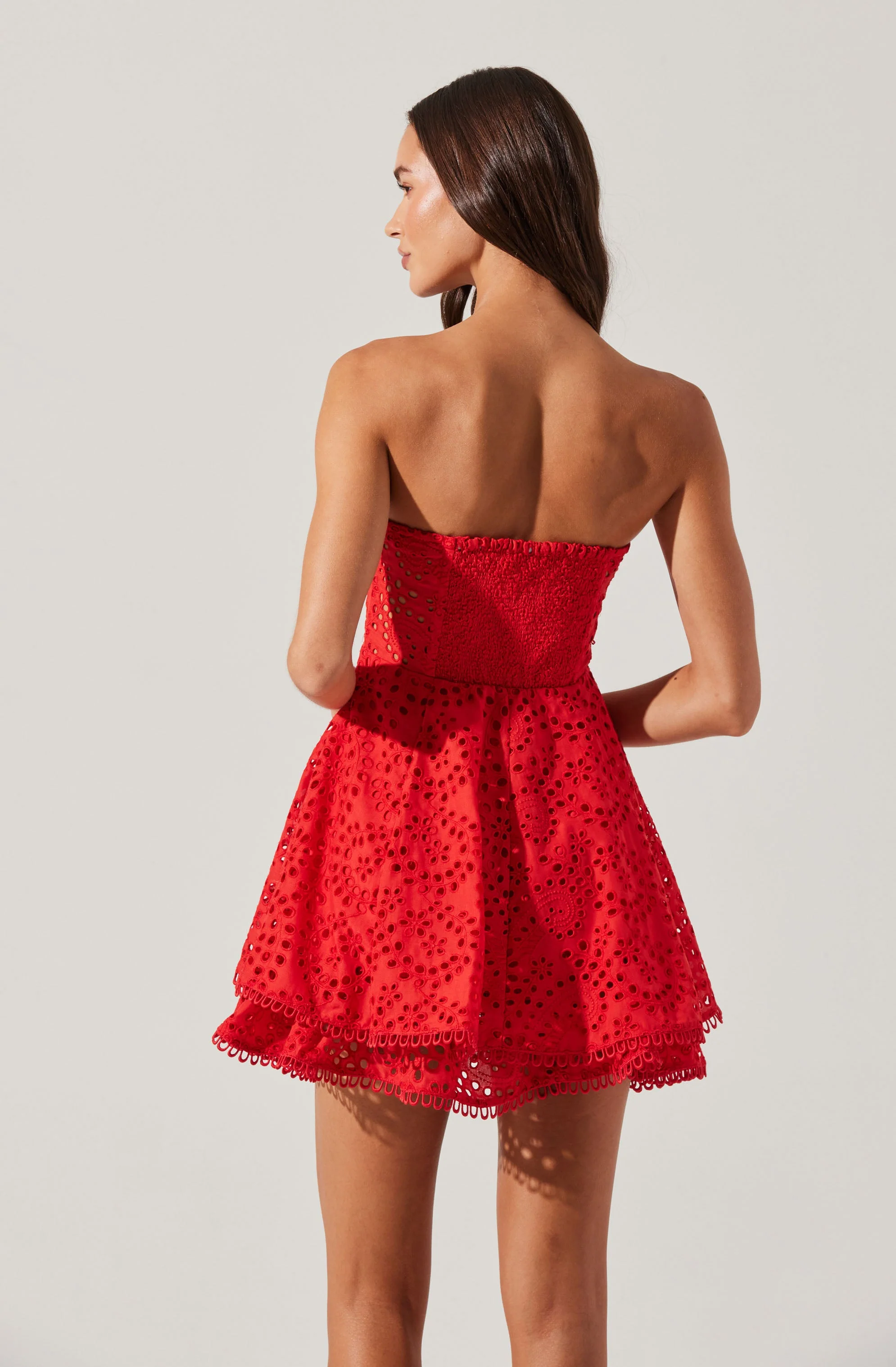 Deasia Strapless Eyelet Mini Dress