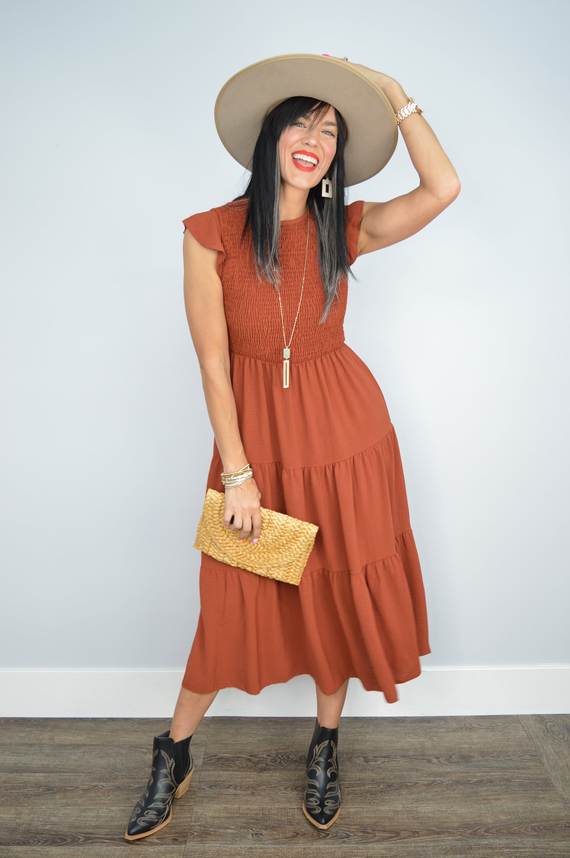 Cityscape Smocked Midi