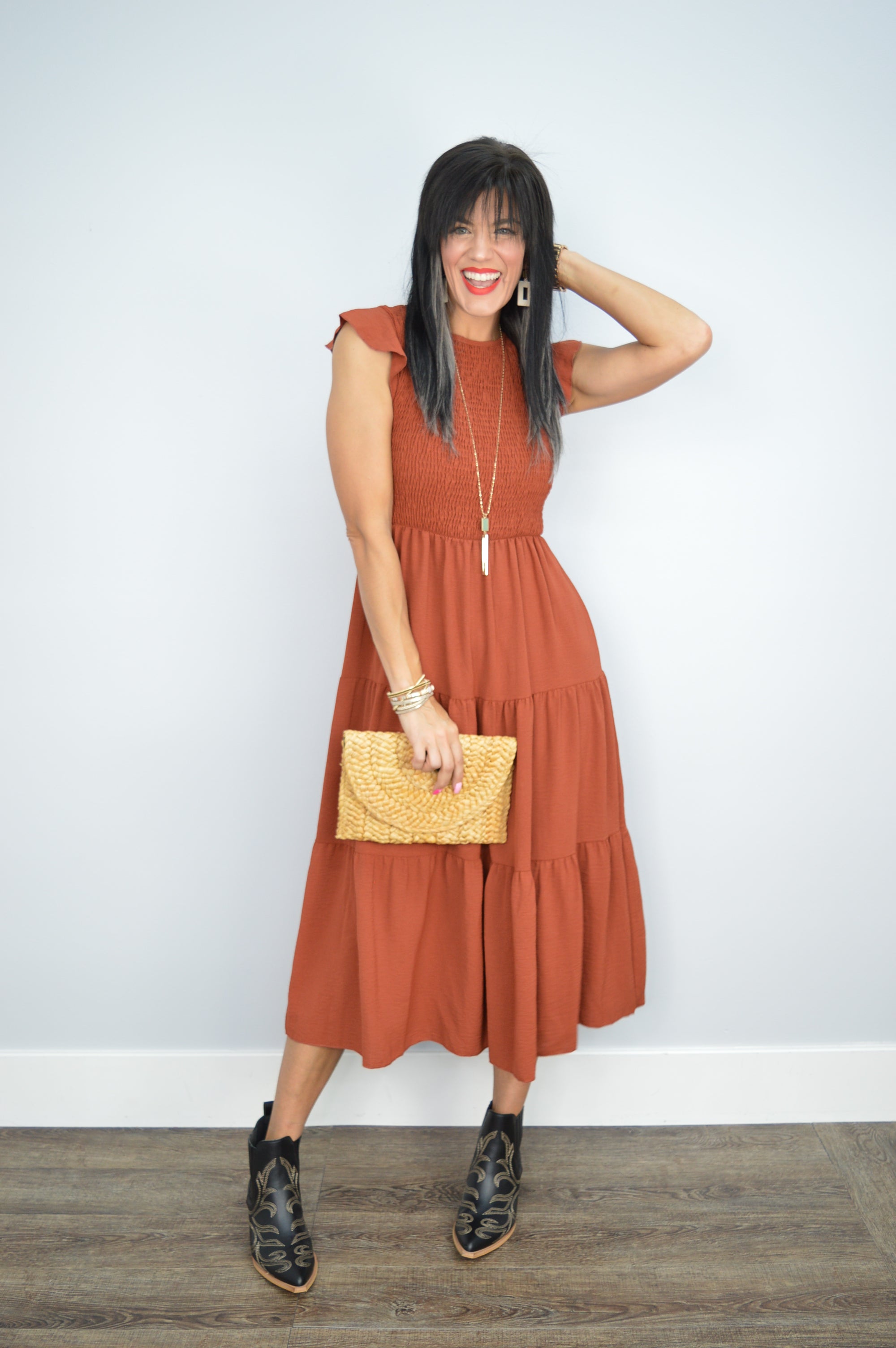 Cityscape Smocked Midi