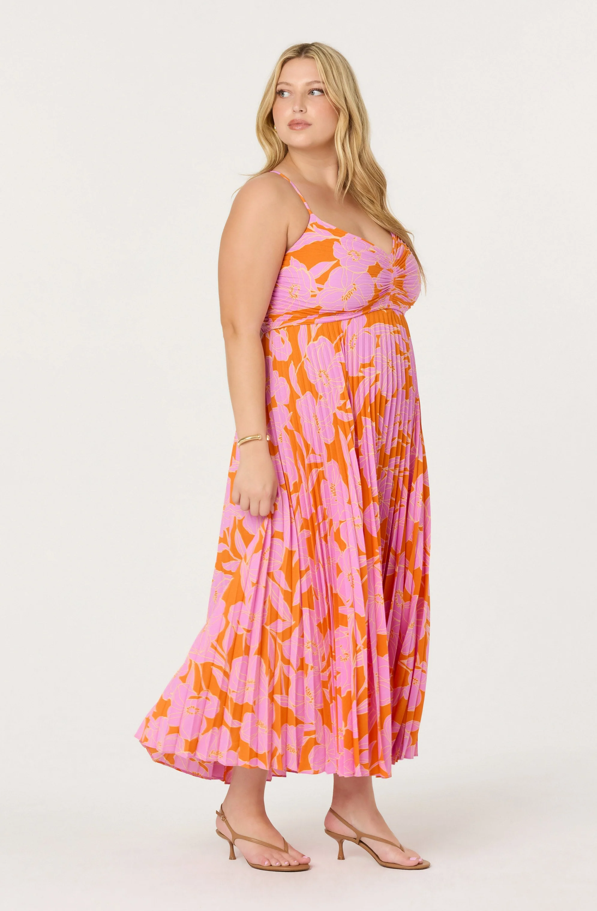 Blythe Floral Plisse Midi Dress