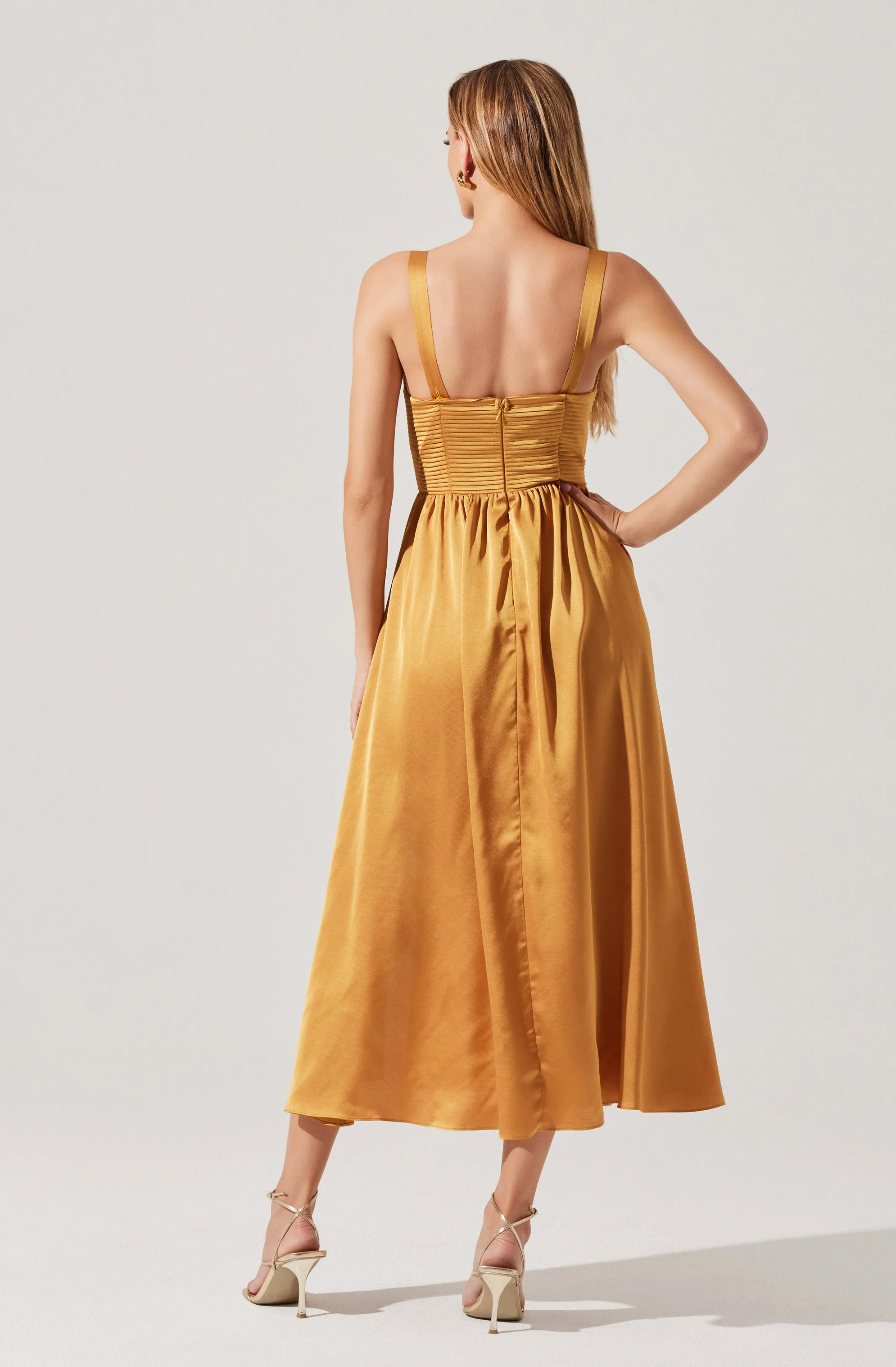 Pleated Bustier Midi Dress