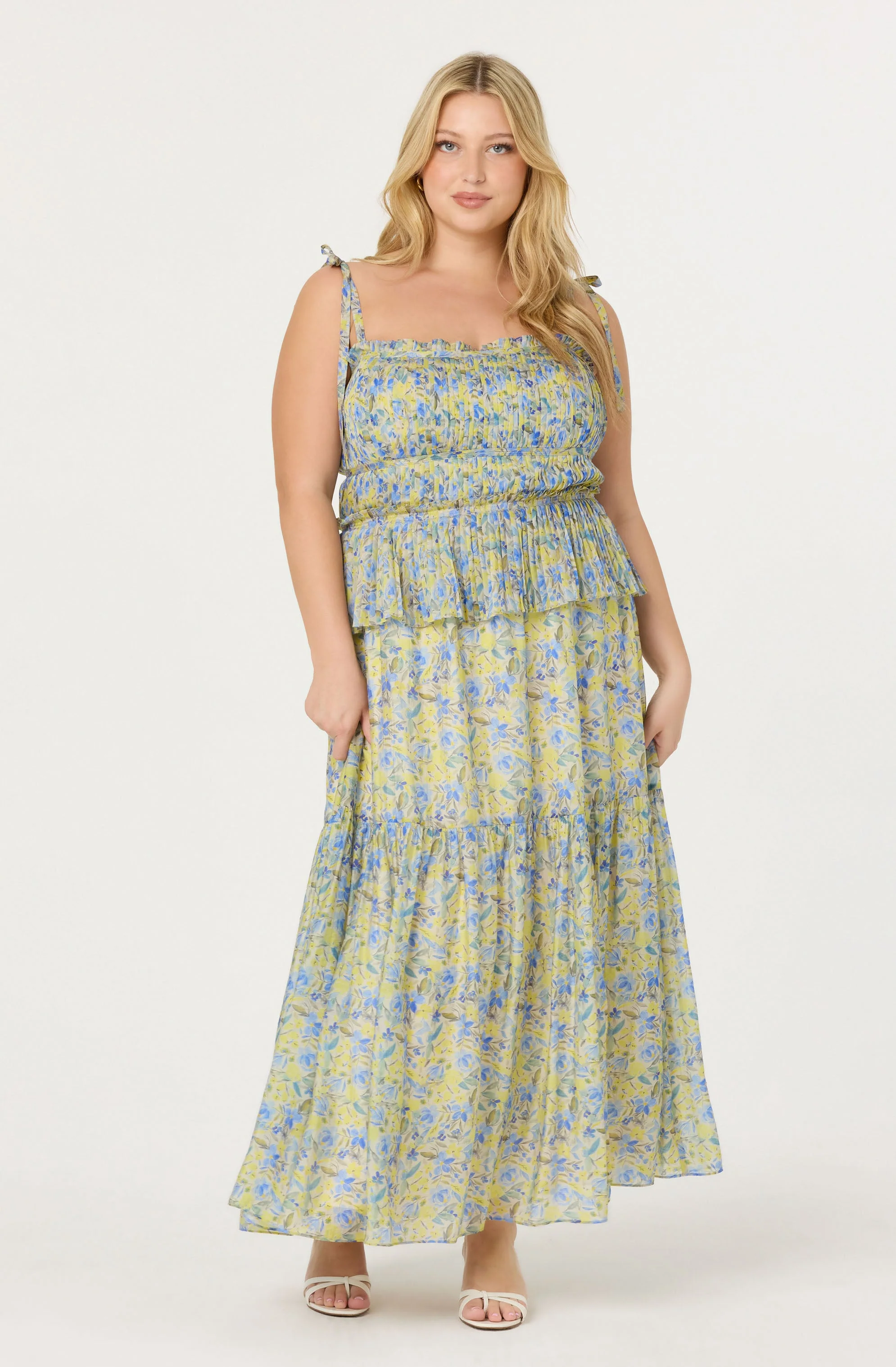 Ethelind Floral Pleated Maxi Dress