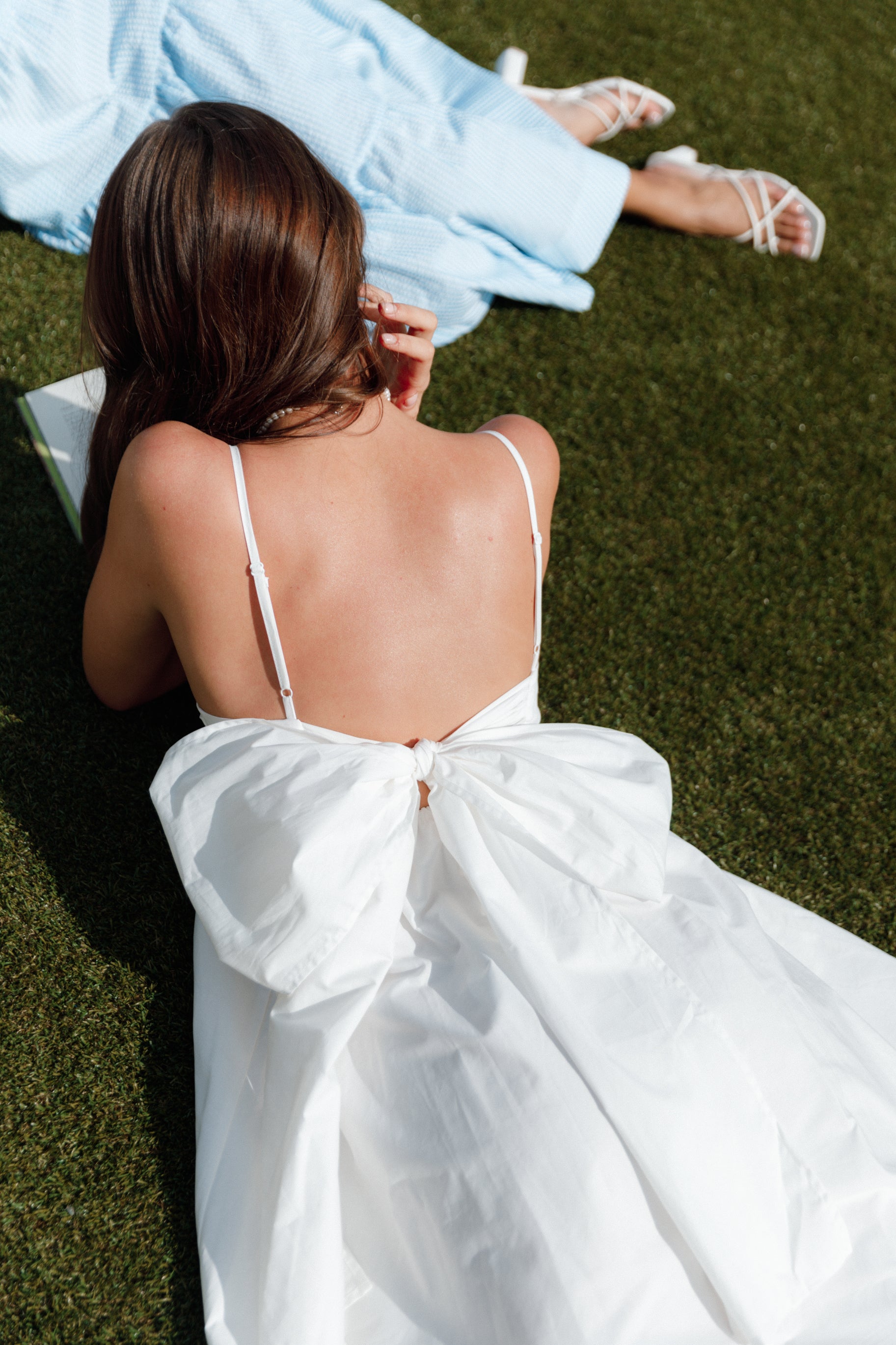 Alice Bow Back Midi Dress - White