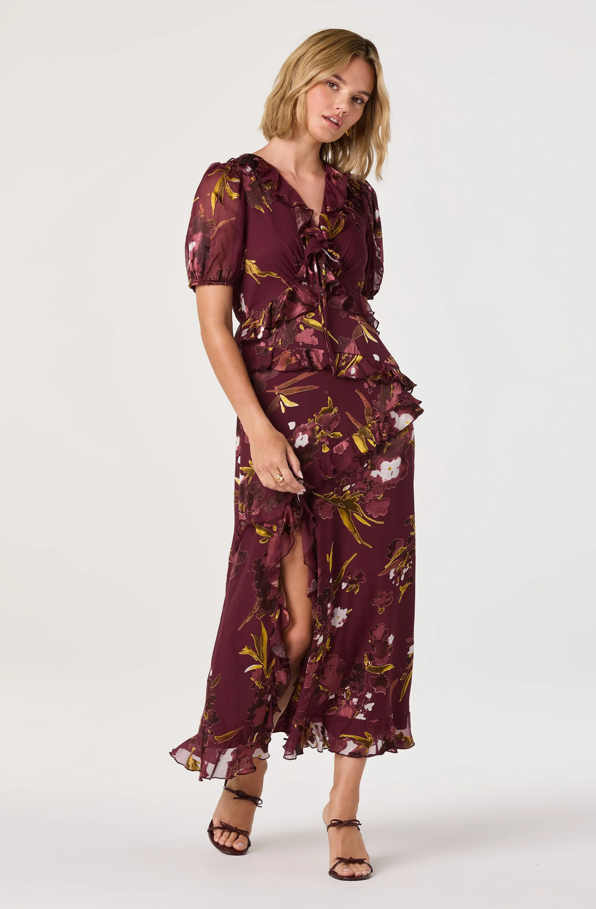 Bennet Ruffle Trim Midi Dress