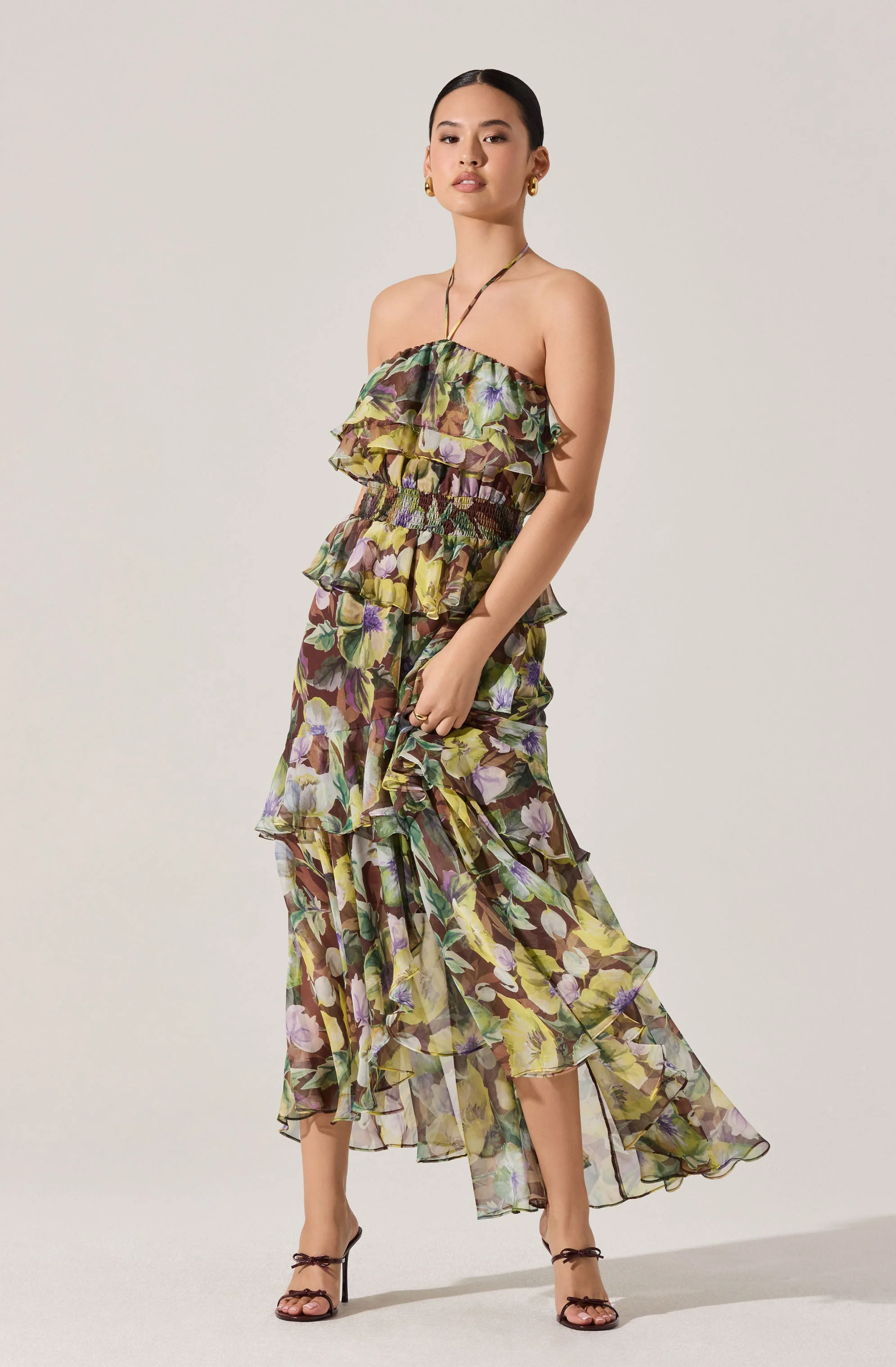 Elena Floral Halter Maxi Dress