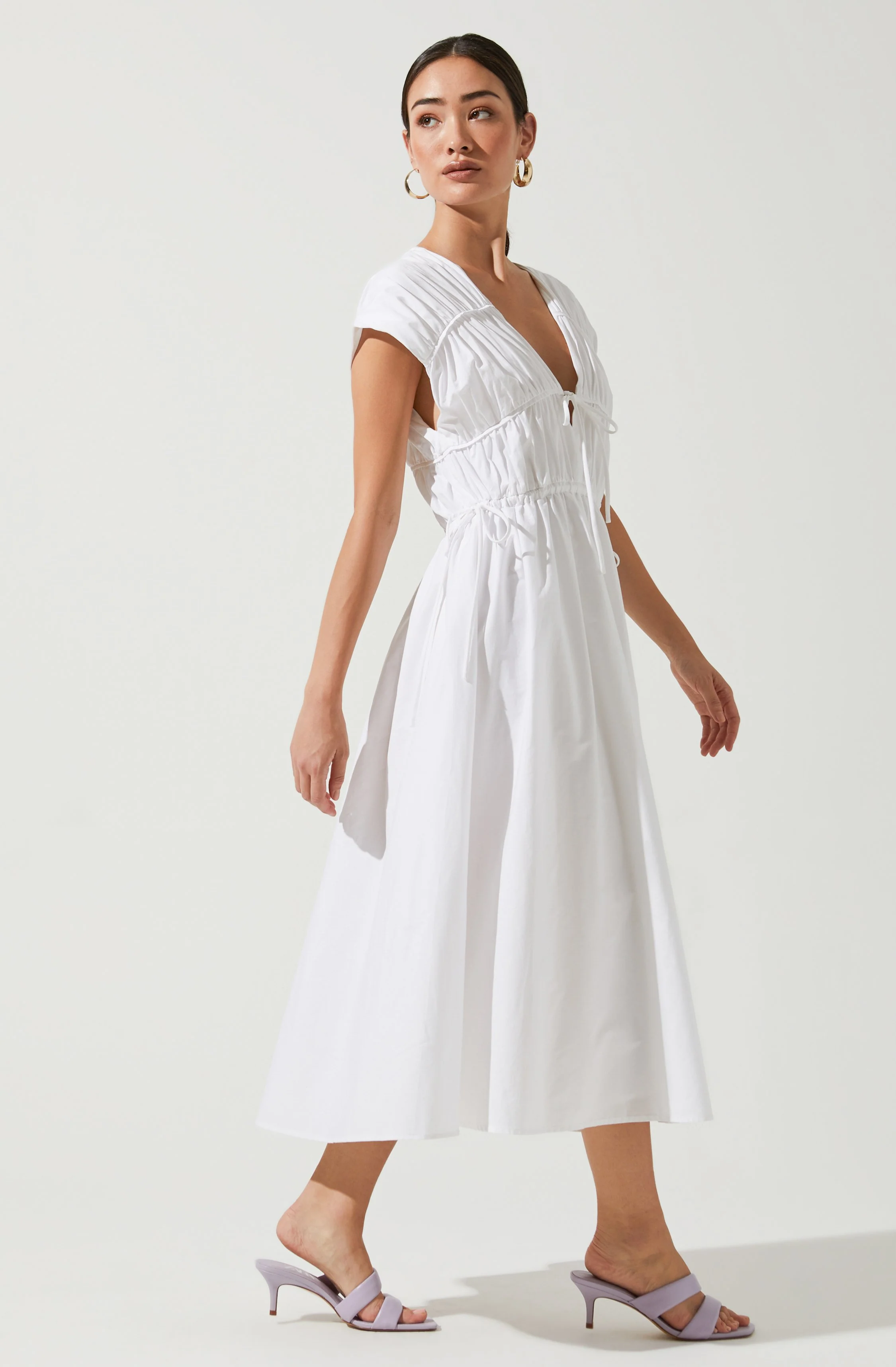 Lorrie Sleeveless Ruched Midi Dress