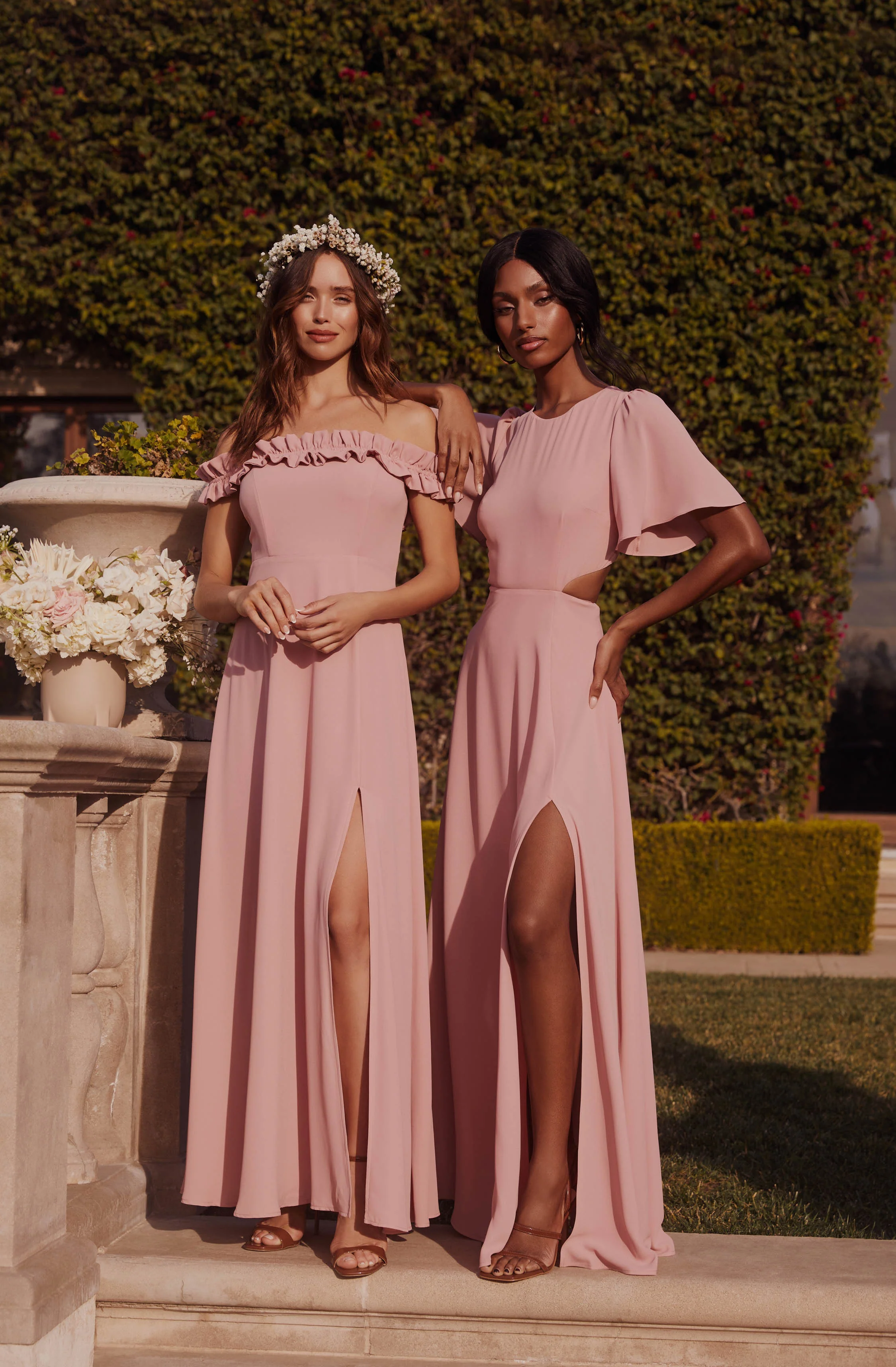 Katrina Flutter Sleeve Back Cutout Maxi Dress