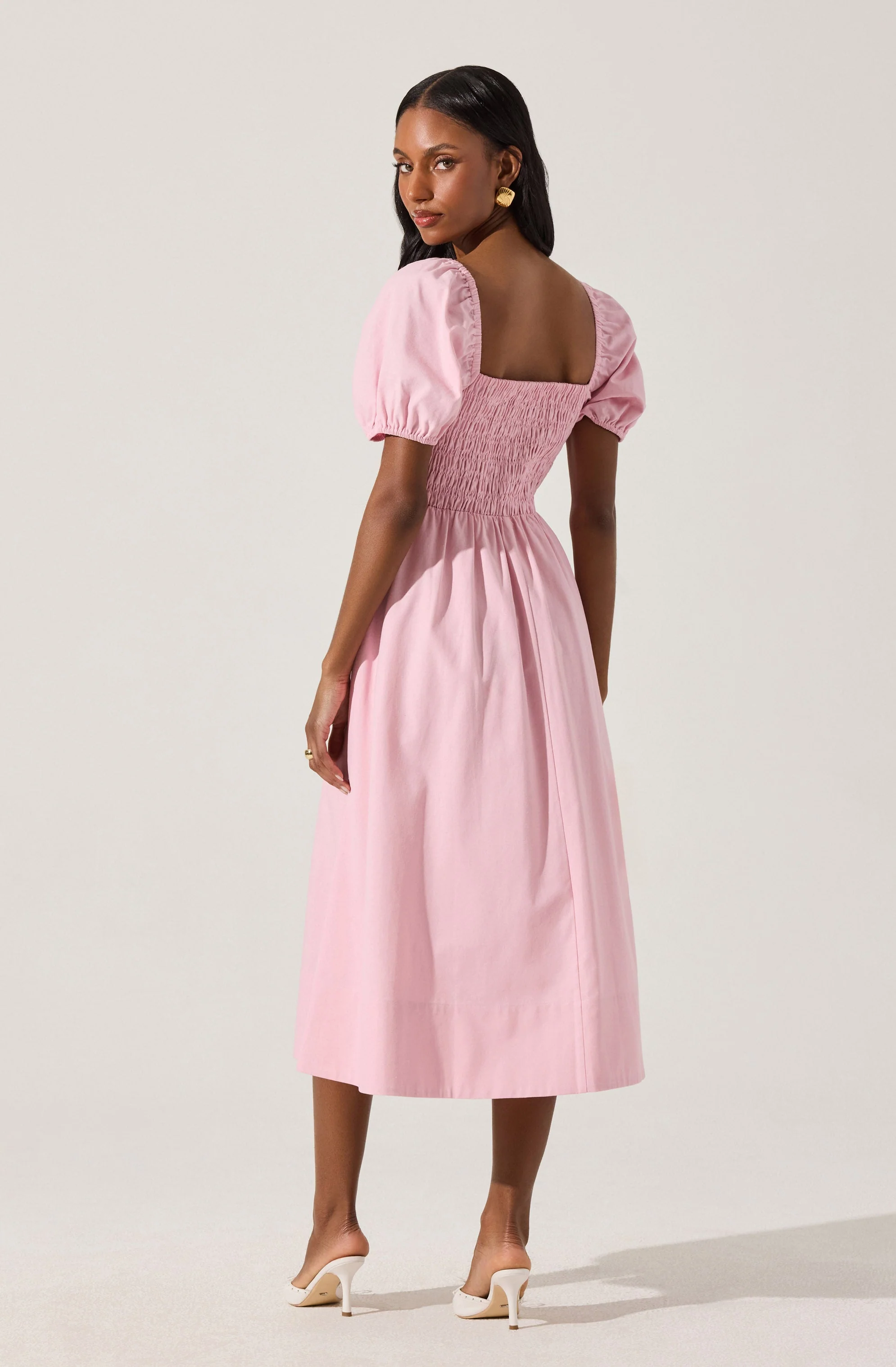 Smocked Bow Midi Dress