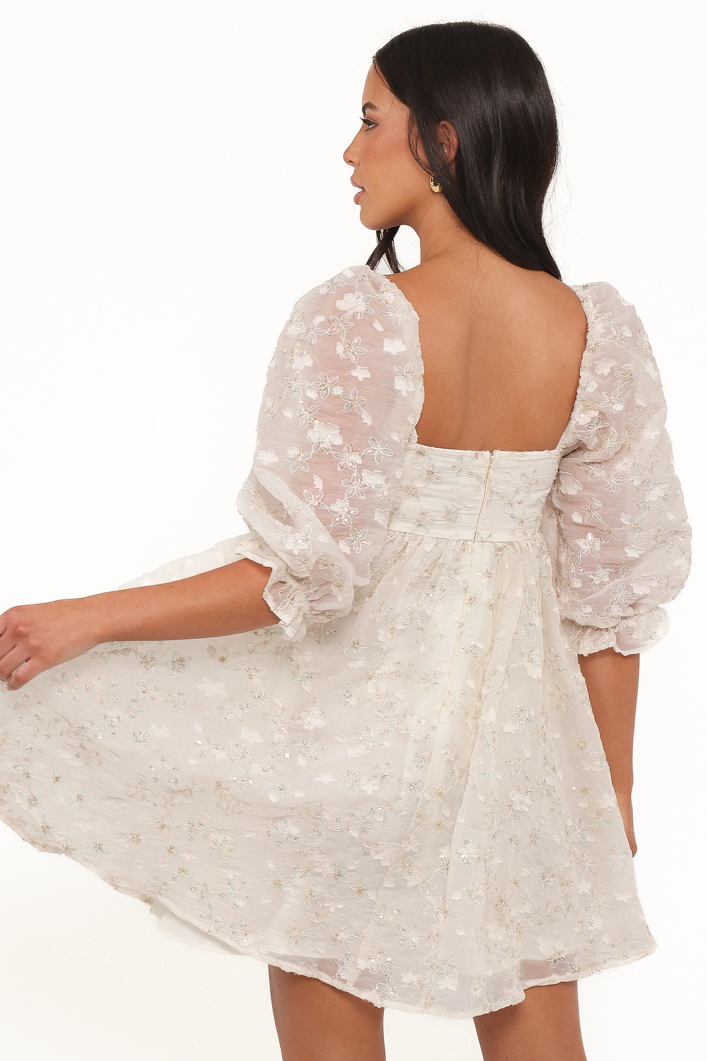 Lillan Mini Dress - Ivory Sequin