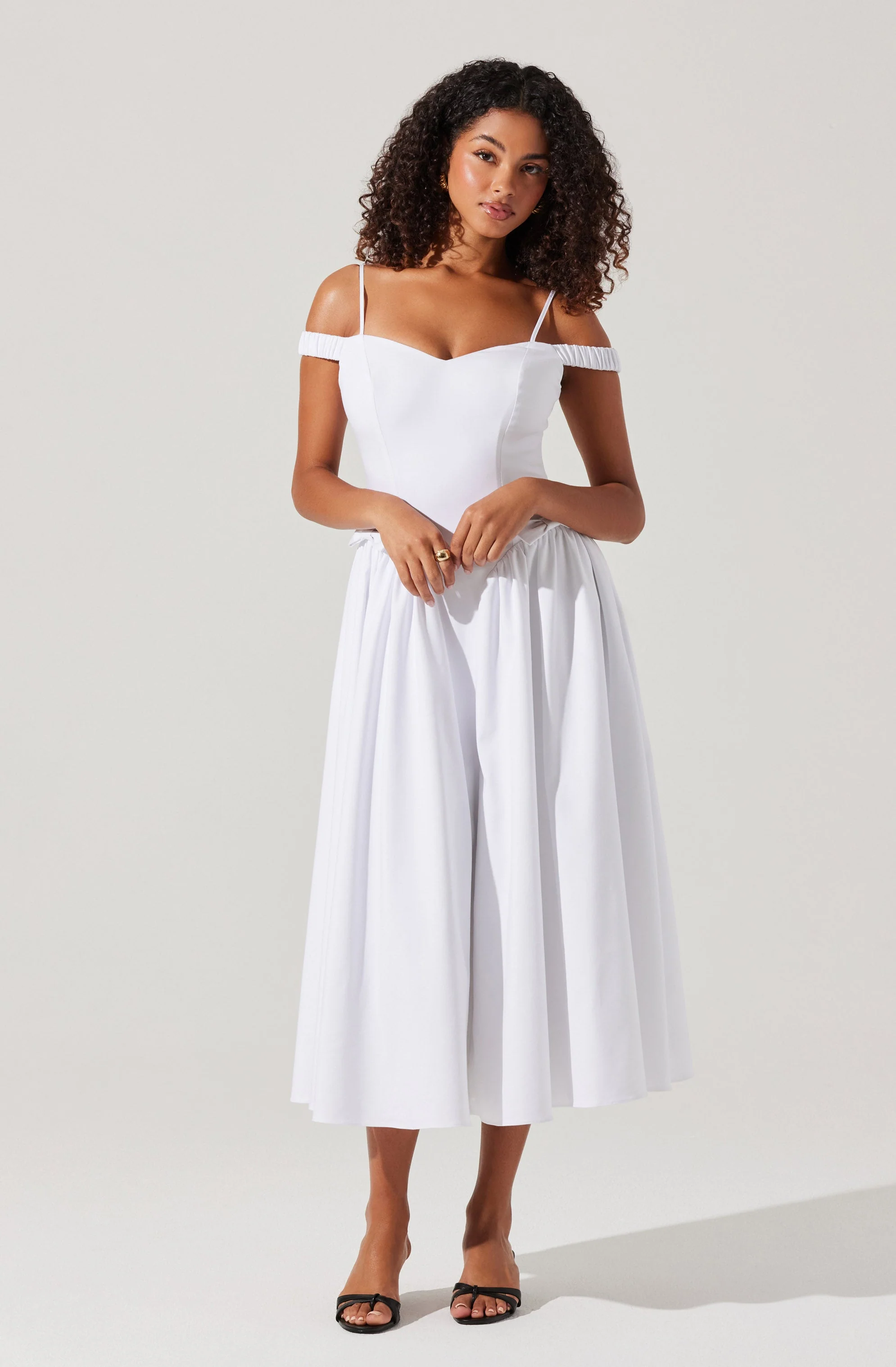 Elvinia Off Shoulder Midi Dress