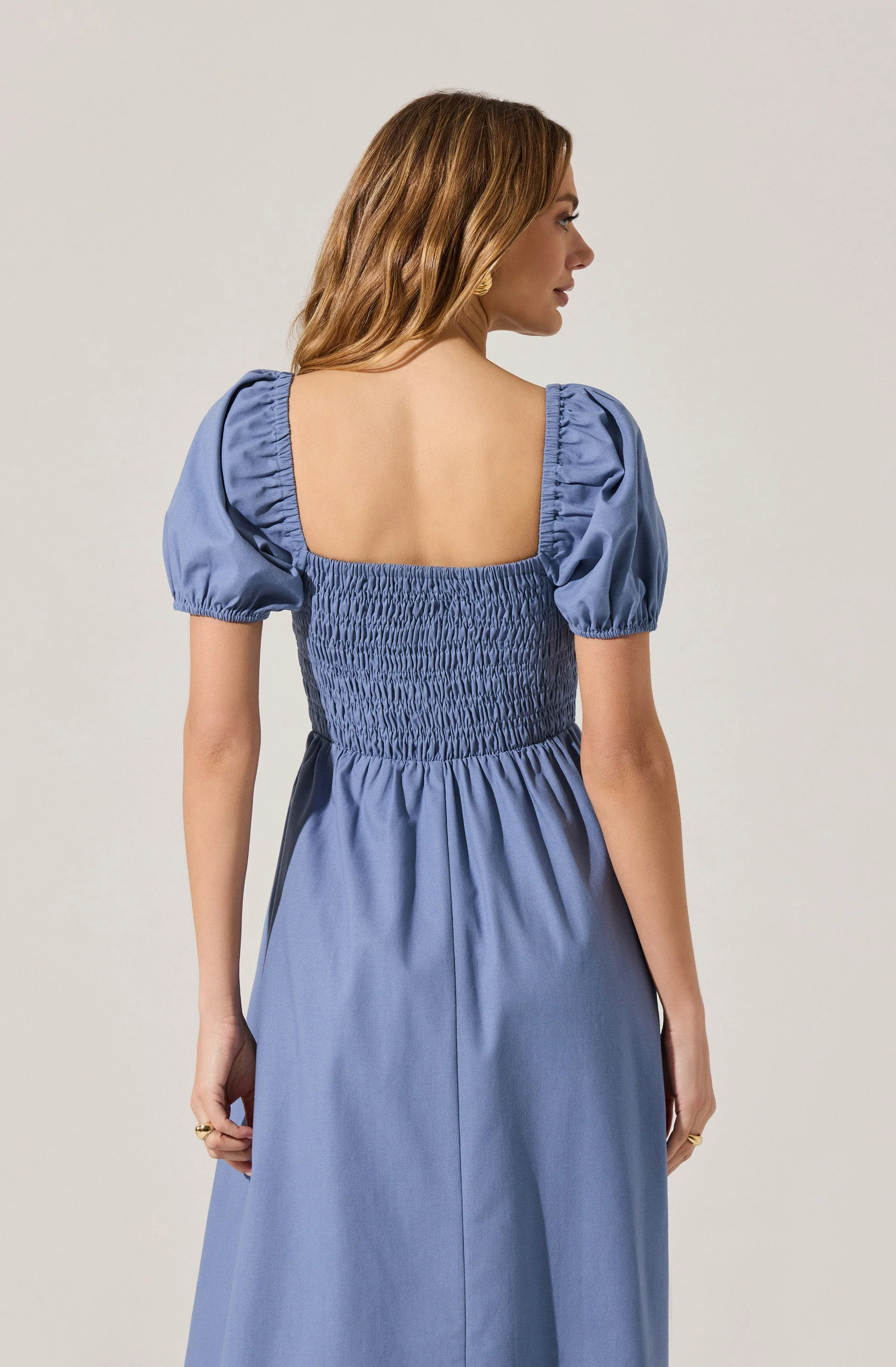 Smocked Bow Midi Dress