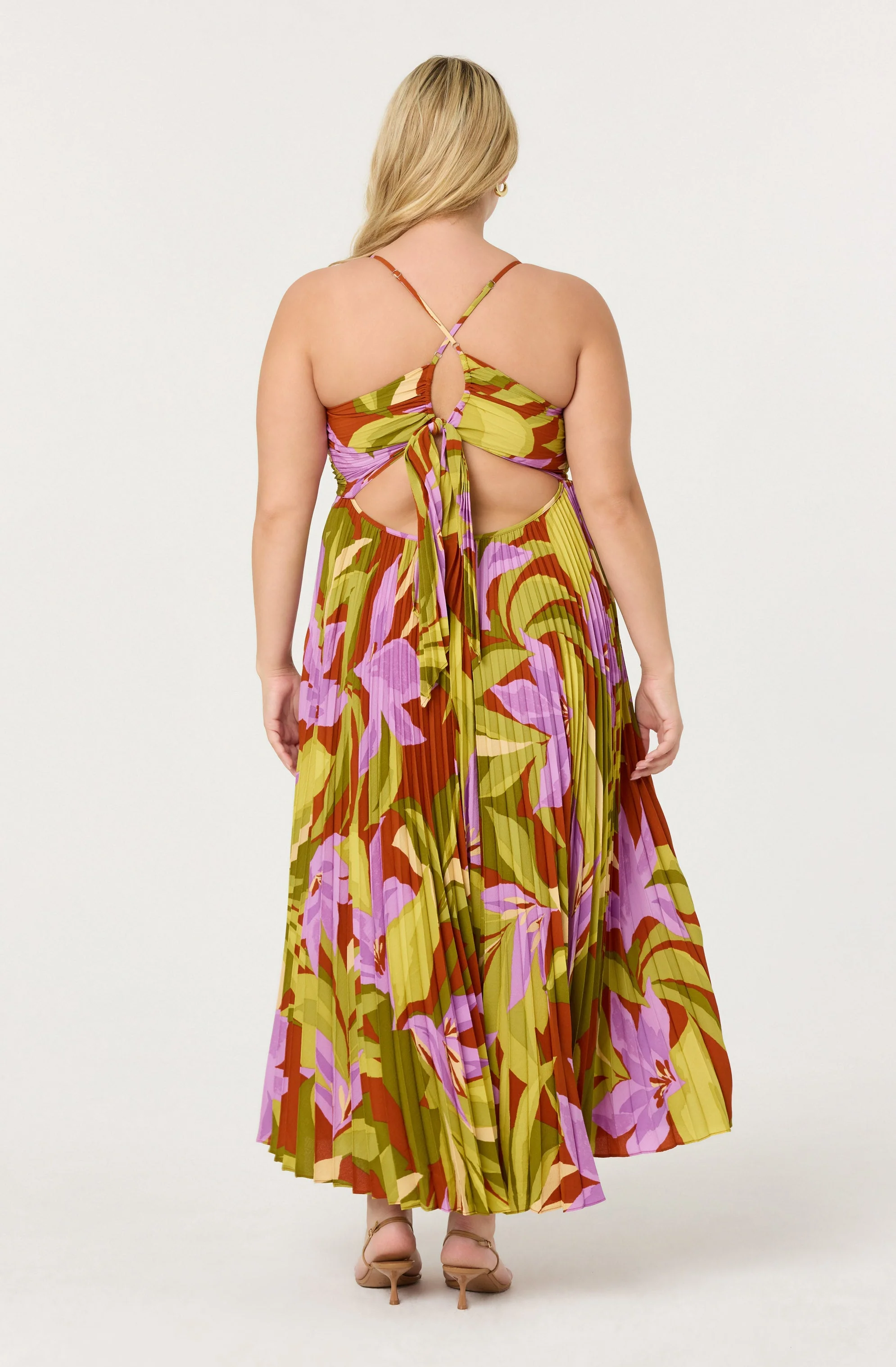 Blythe Floral Plisse Midi Dress