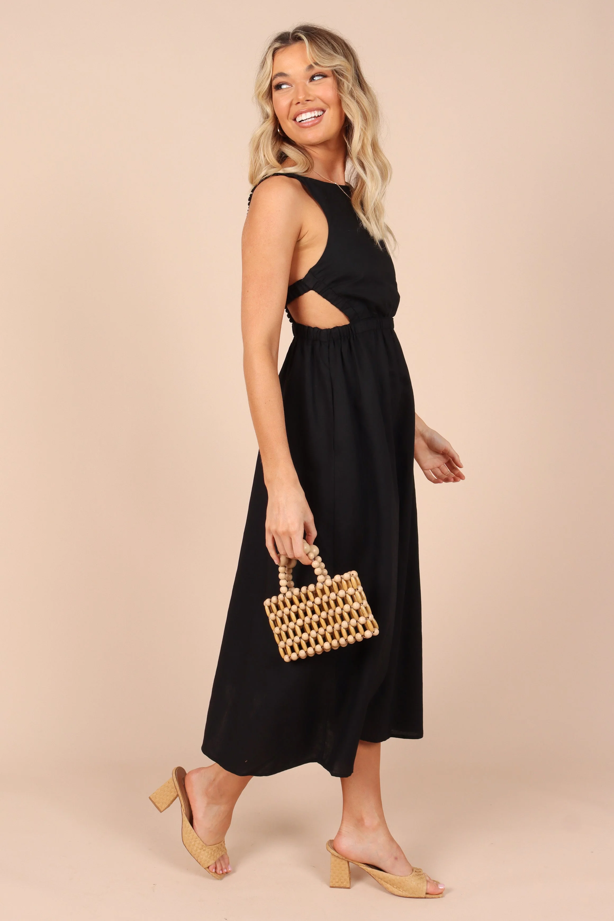 Aubrey Cutout Midi Dress - Black