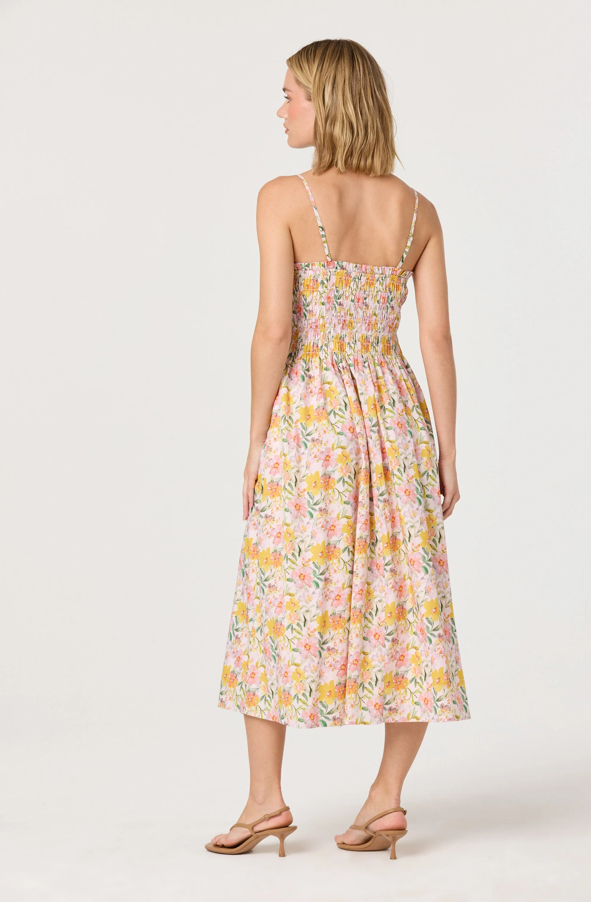 Smocked Floral Midi Dress