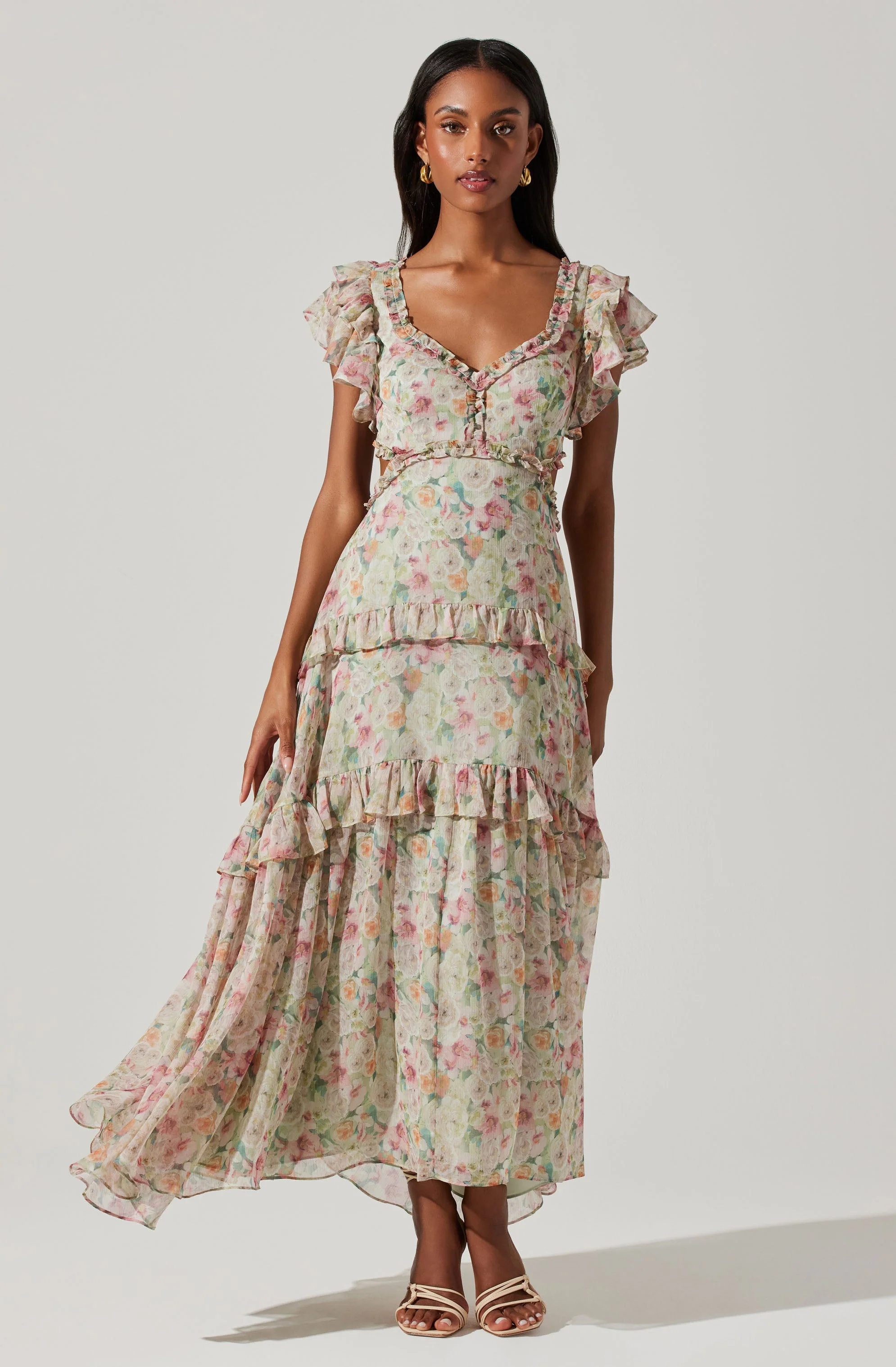 Mable Floral Tiered Ruffle Maxi Dress