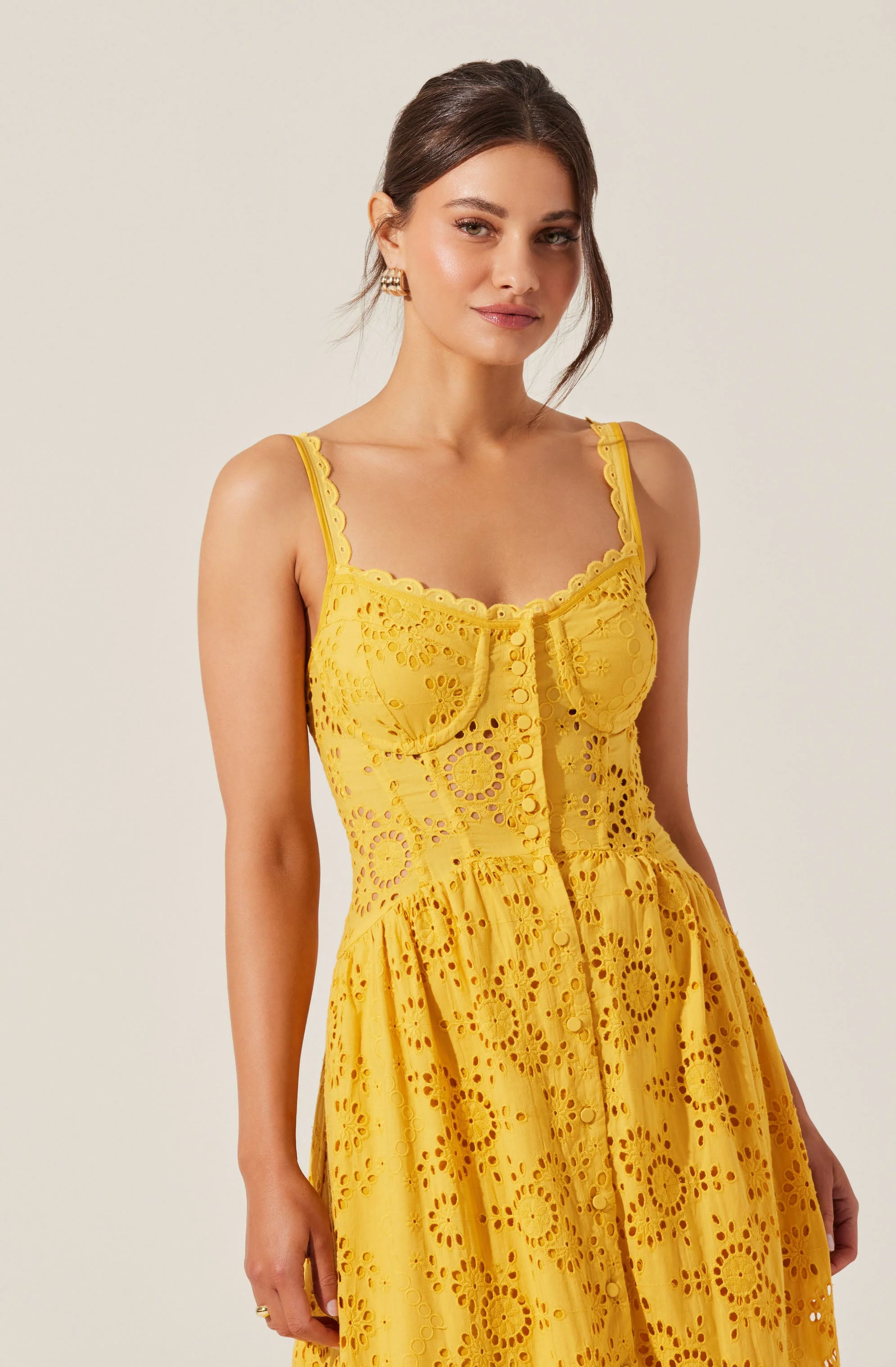 Yamila Eyelet Corset Midi Dress