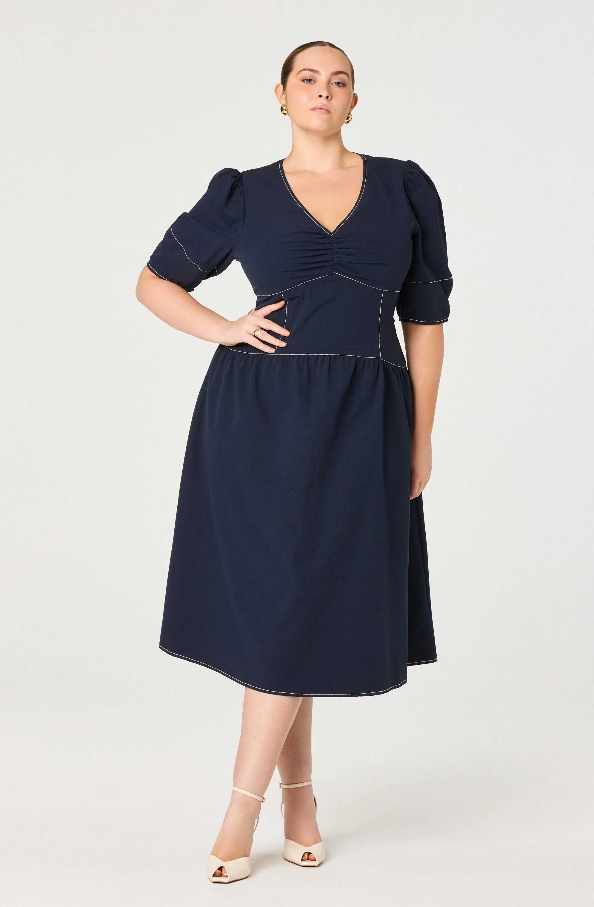 Samarra Contrast Stitch Midi Dress