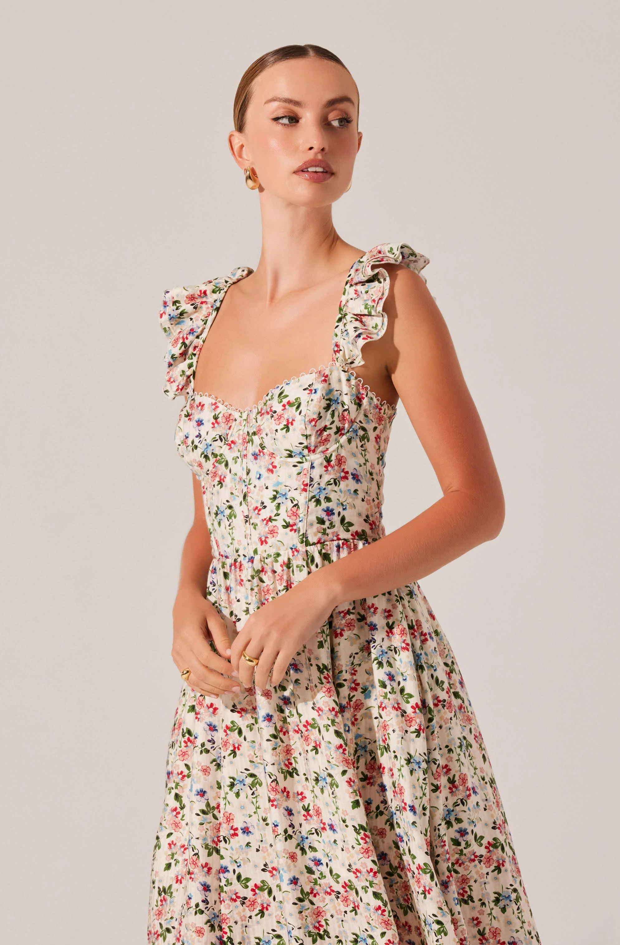 Wedelia Floral Bustier Midi Dress