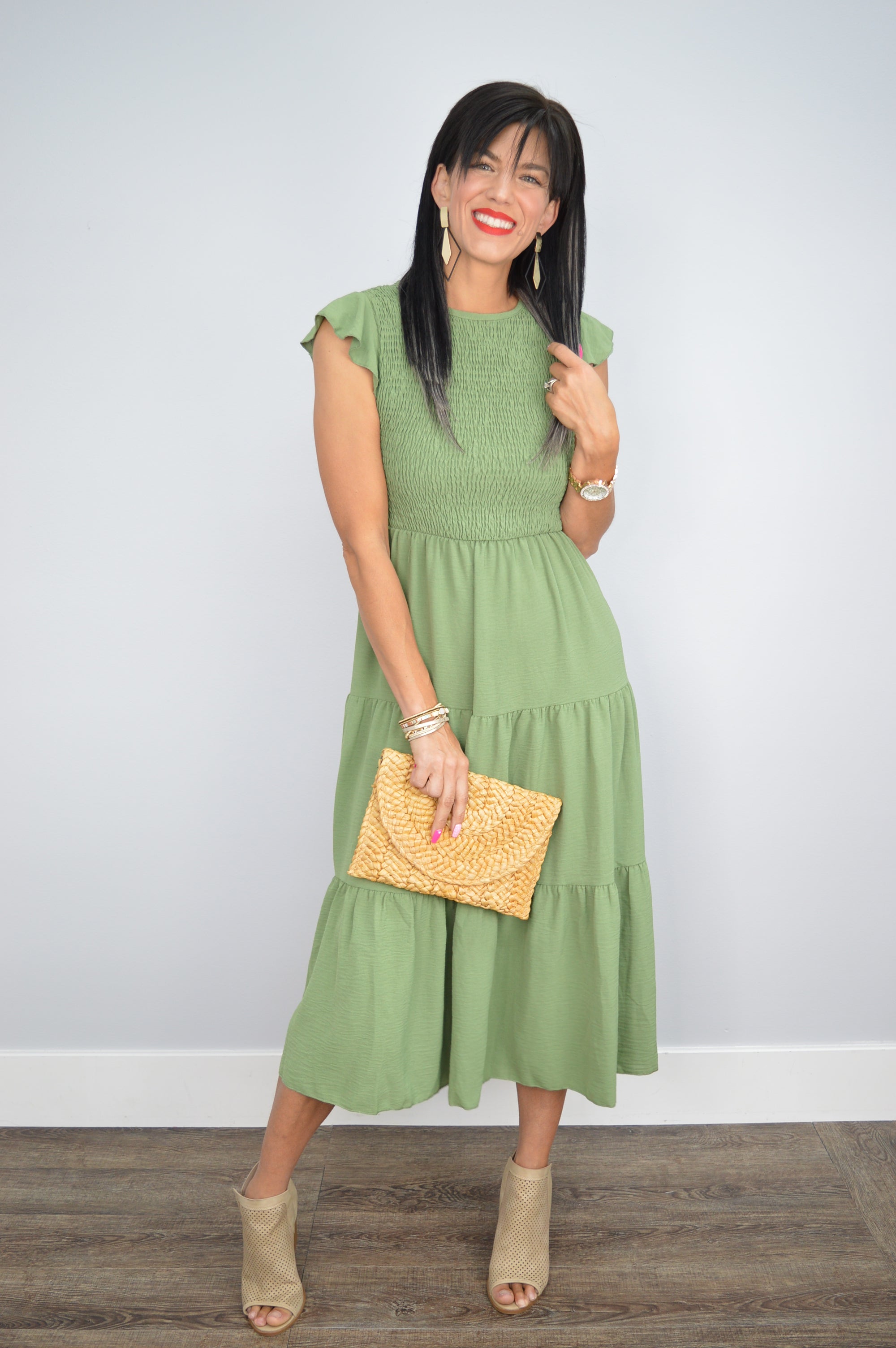 Cityscape Smocked Midi