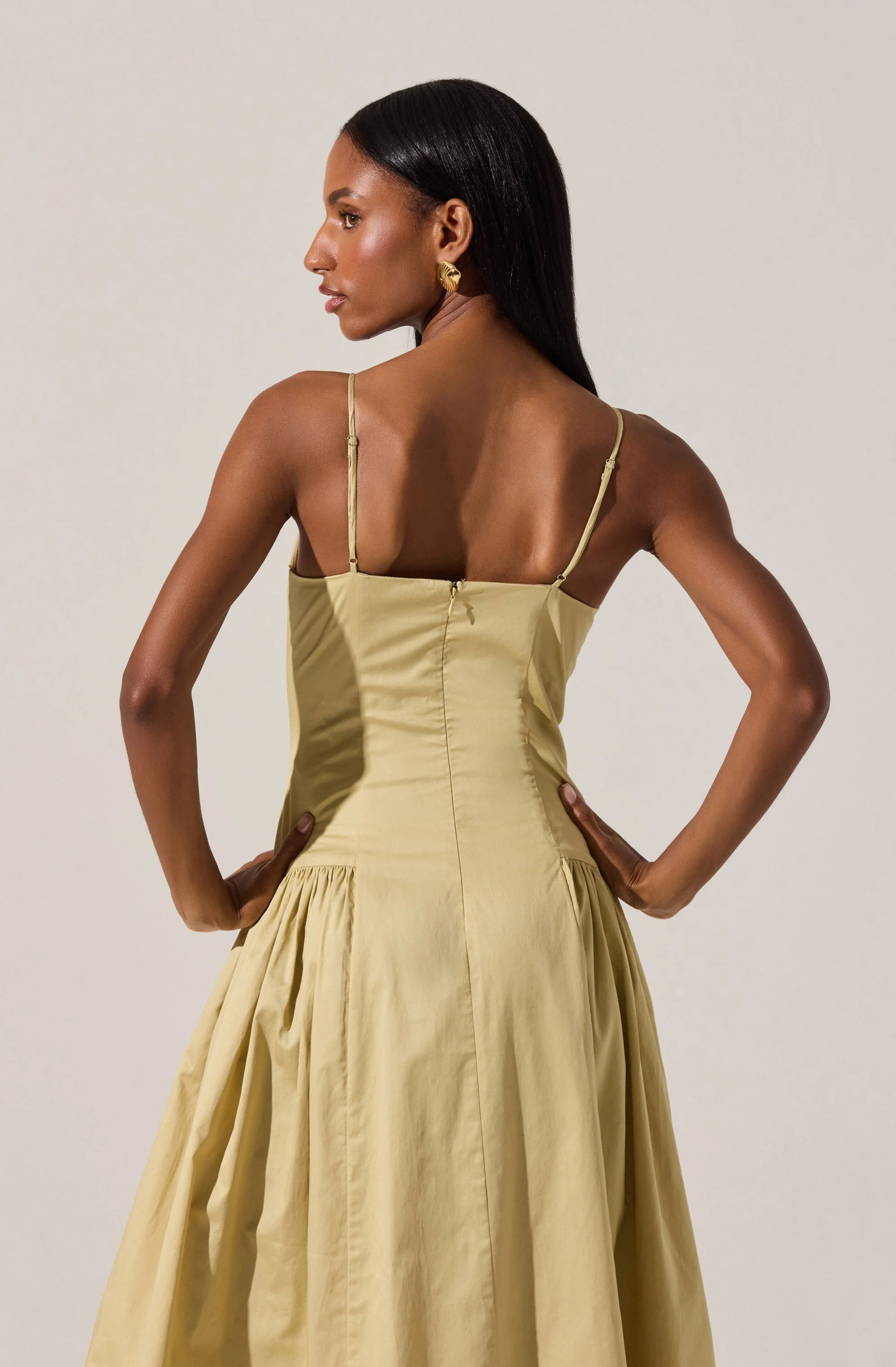 High Square Neck Midi Dress