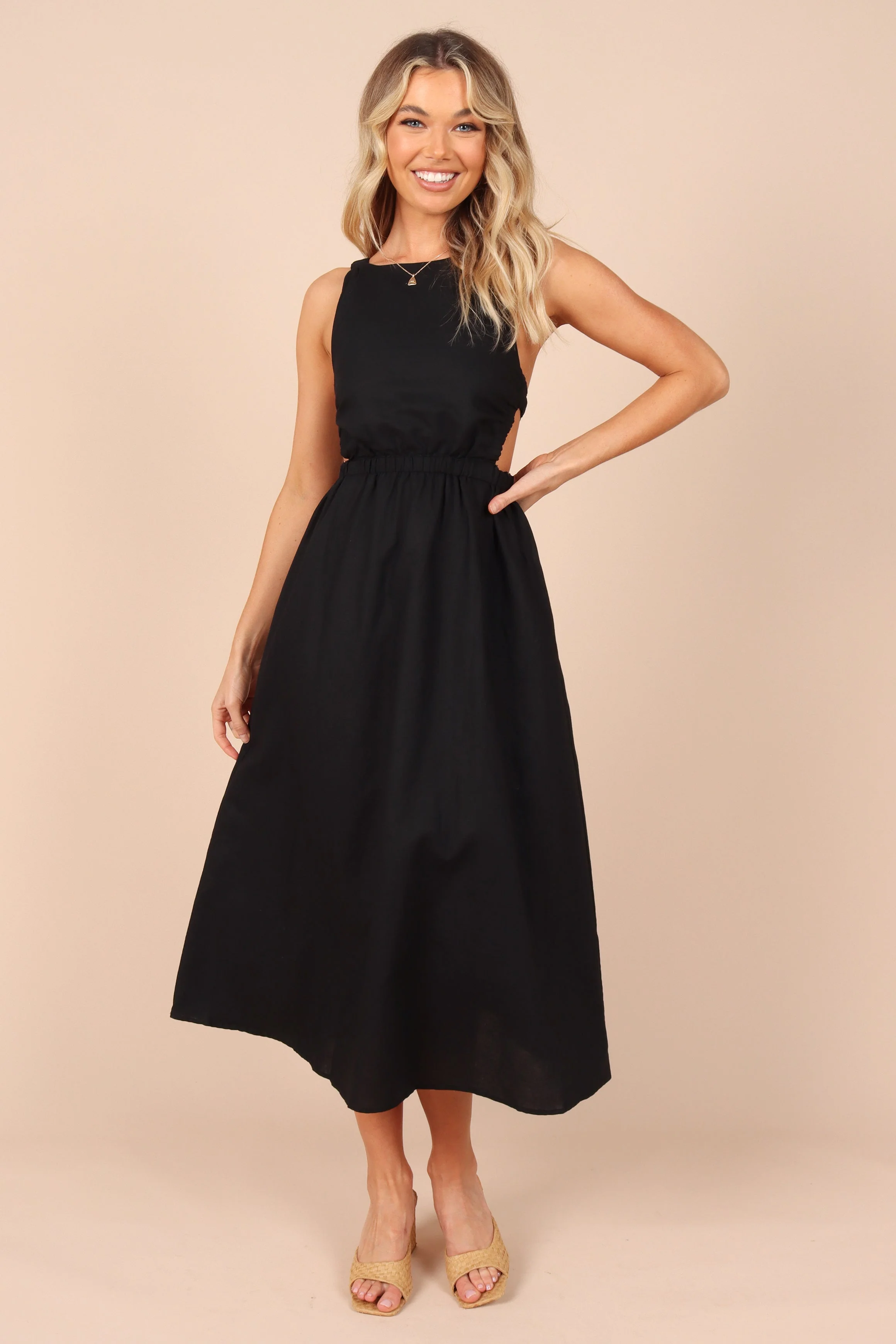Aubrey Cutout Midi Dress - Black