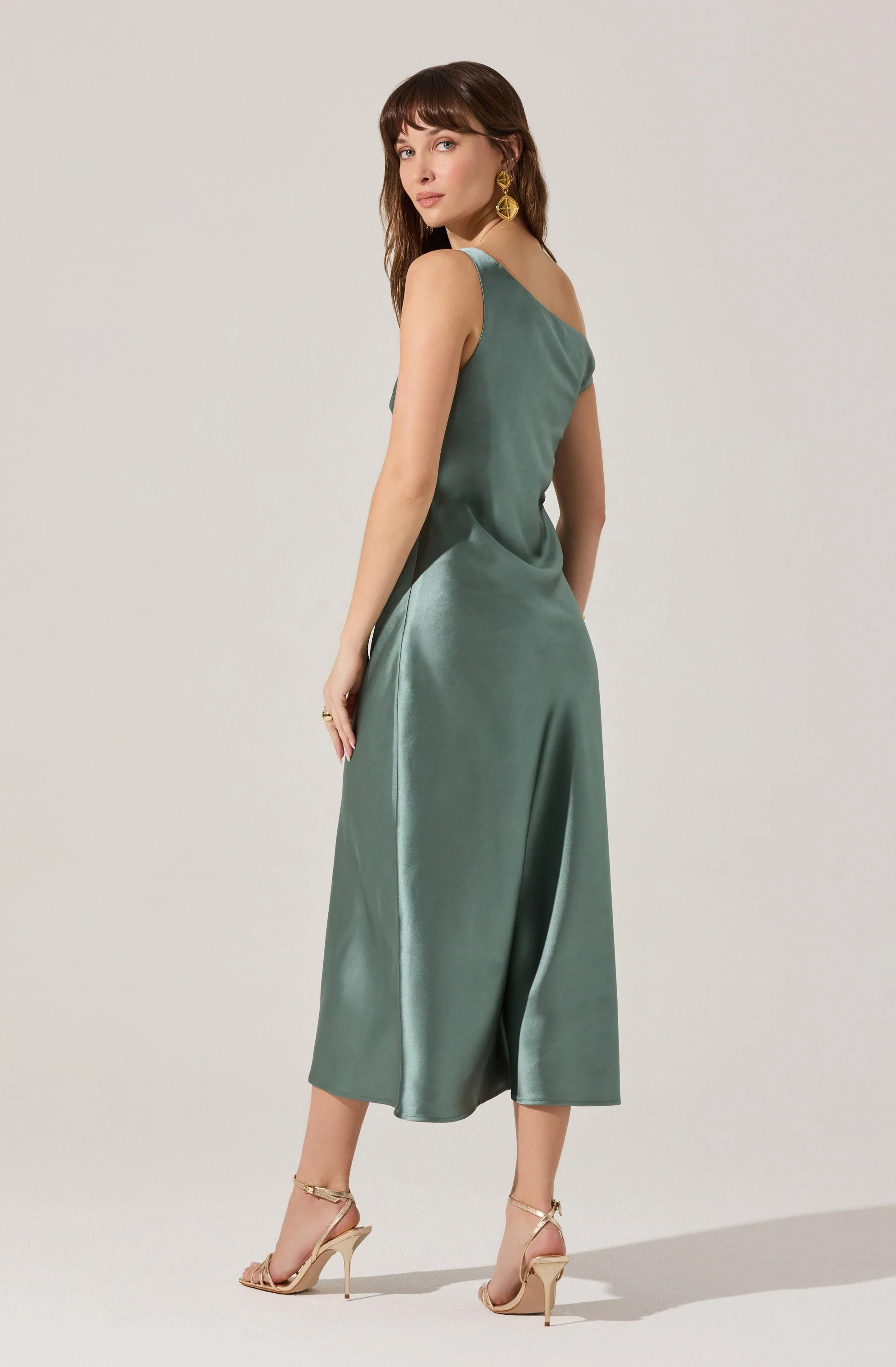 Elain Satin Off Shoulder Midi Dress