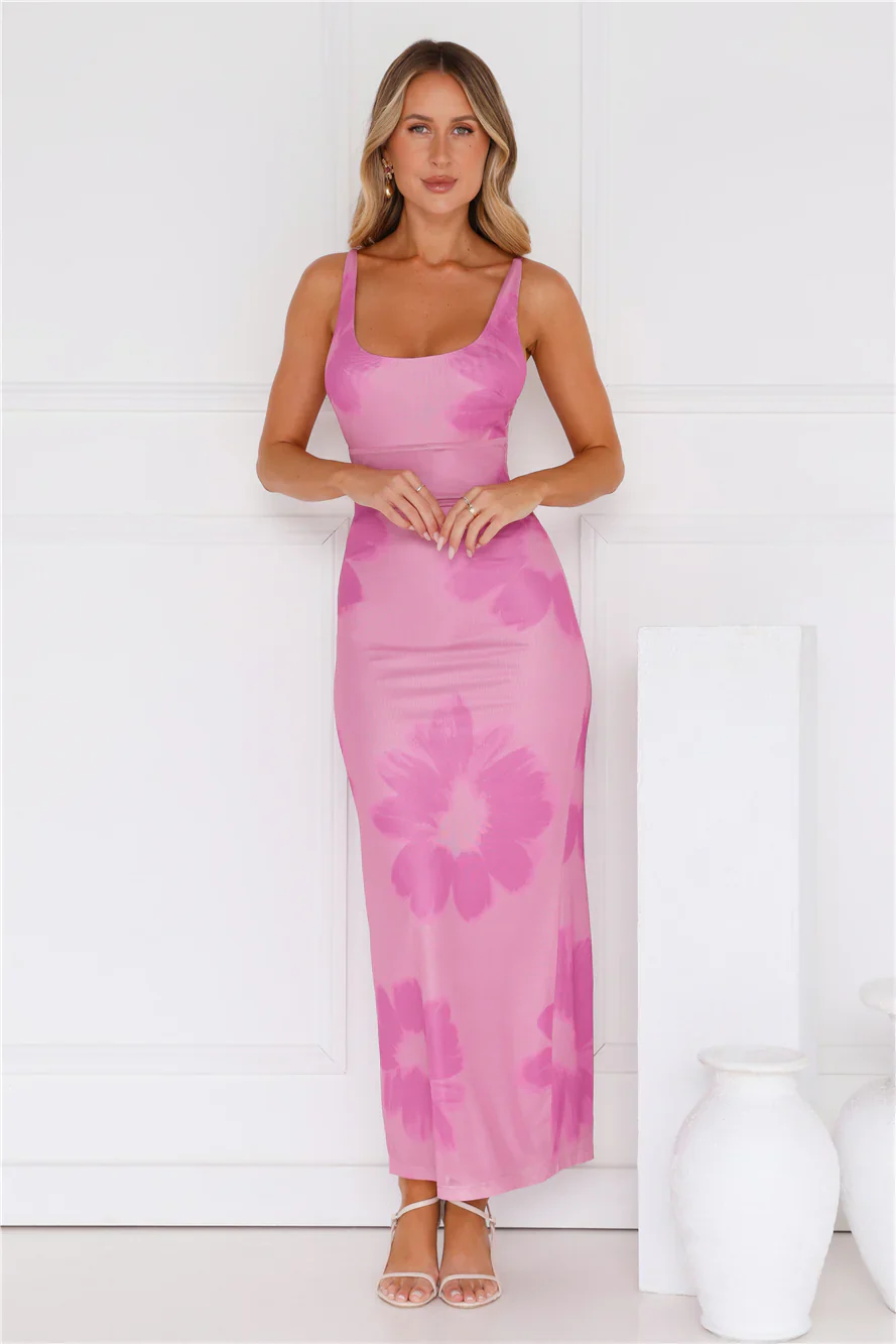 Amber Splendour Mesh Maxi Dress Purple