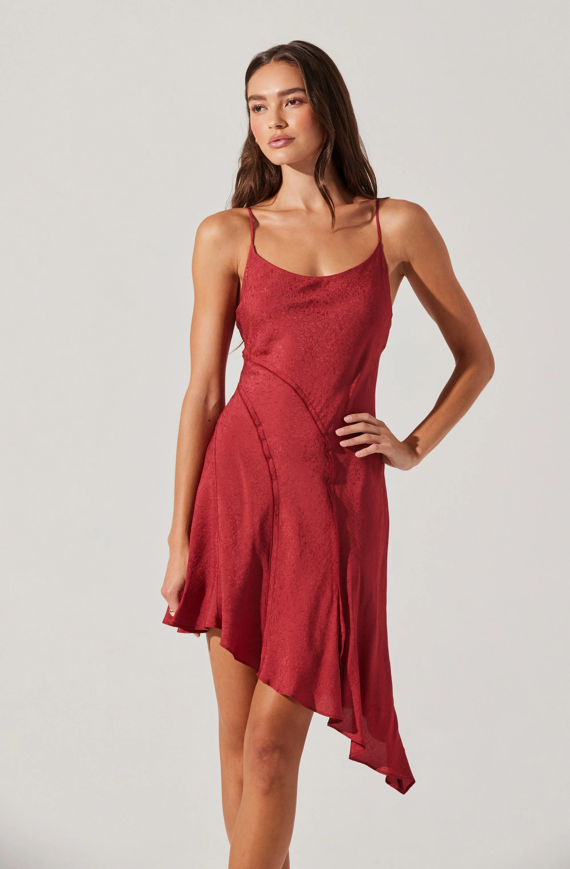 Chelsie Asymmetrical Slip Mini Dress