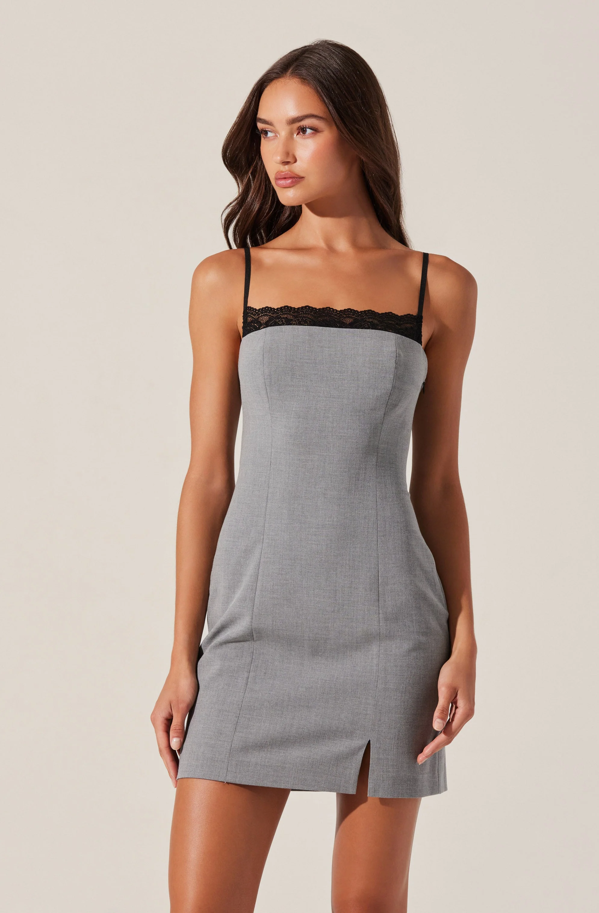 Tailored Lace Trim Mini Dress