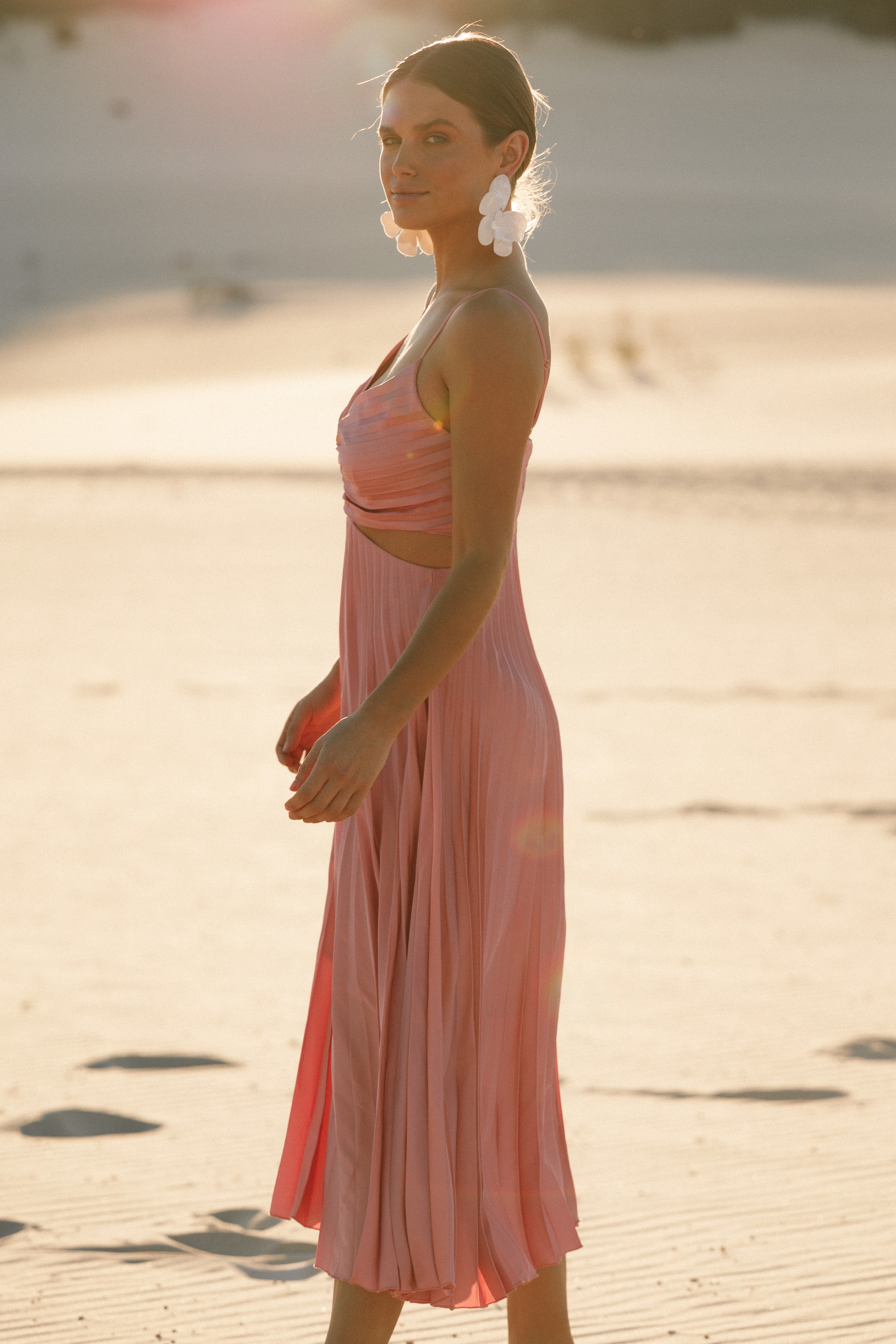 Niamh Midi Dress - Poppy Pink