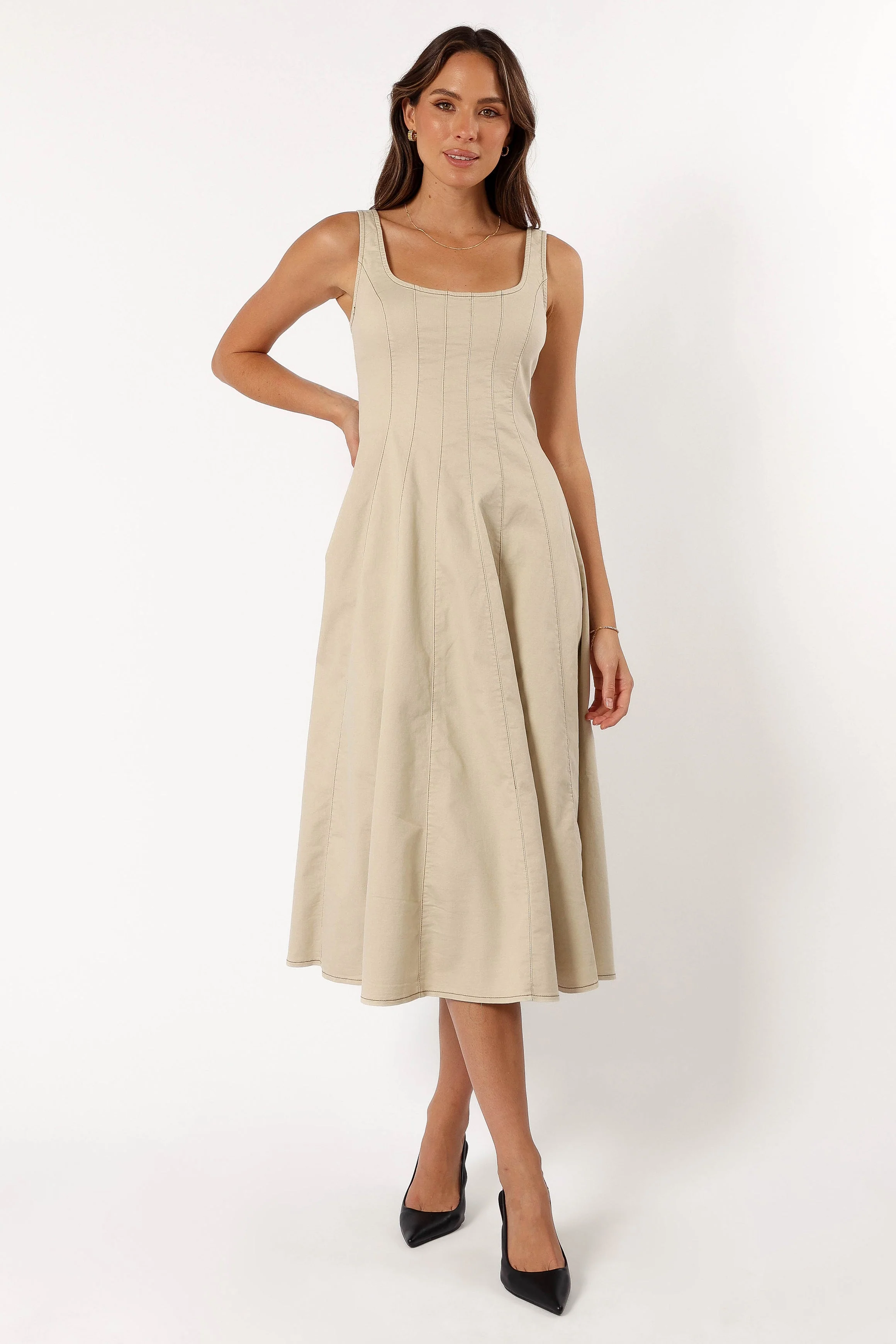 Una Midi Dress - Beige