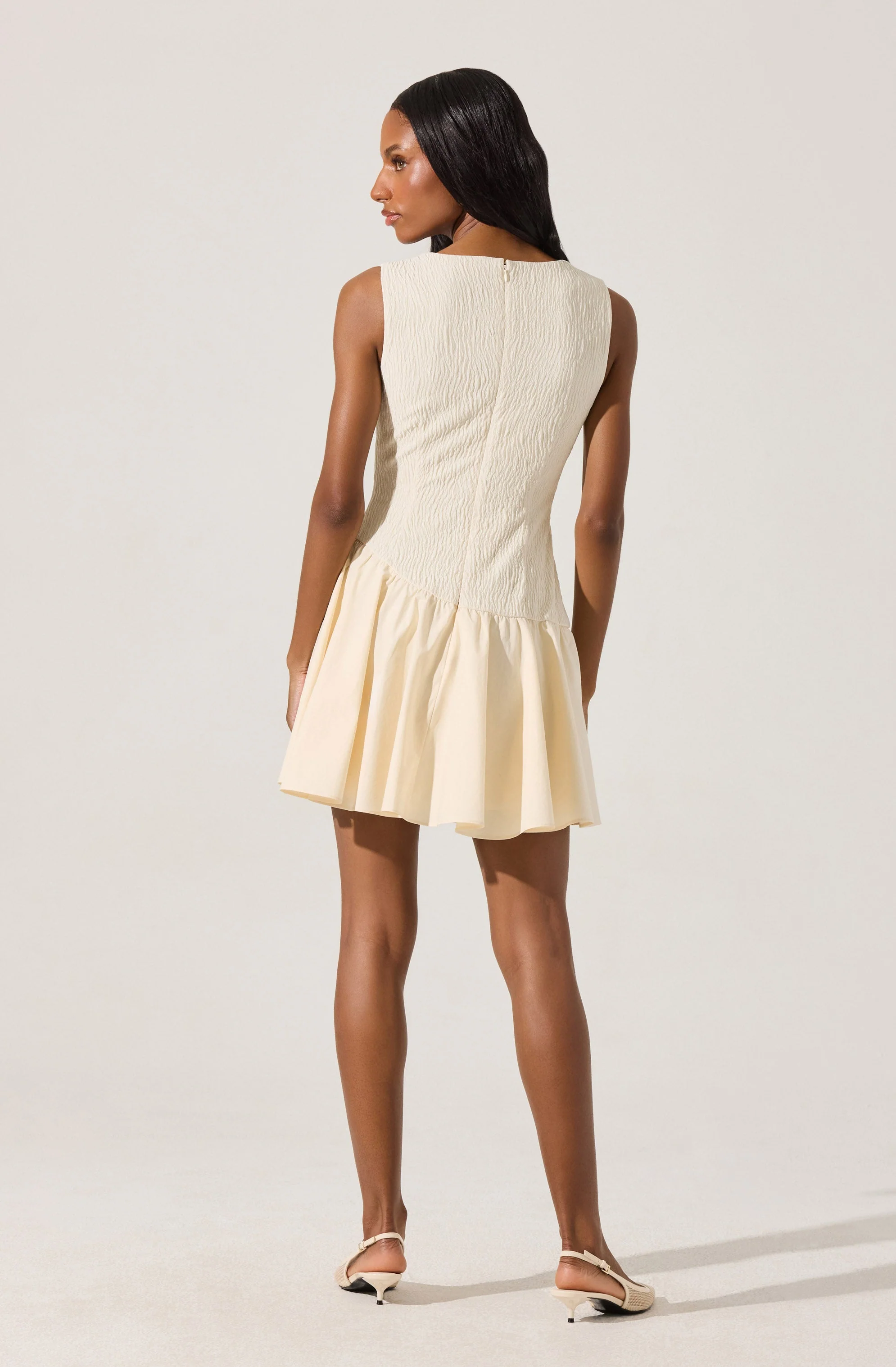 Cowl Neck Mixed Media Mini Dress
